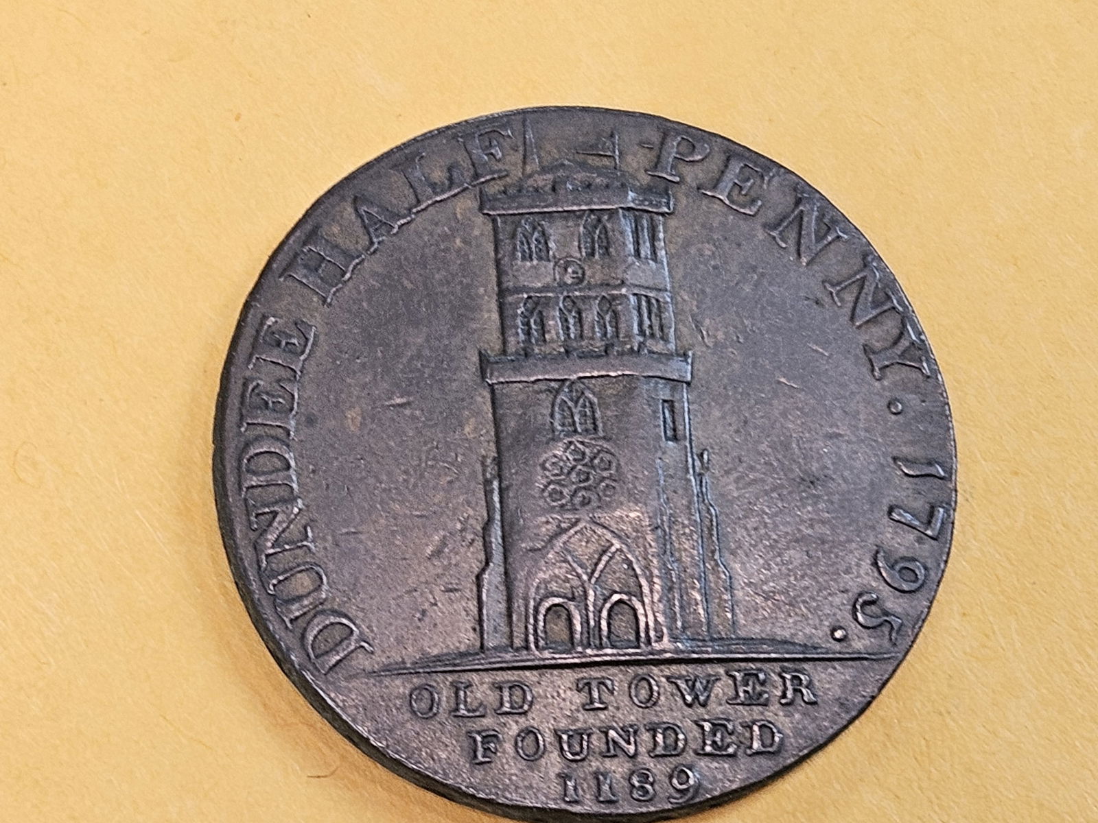 CONDER! About Uncirculated 1795 Half-penny Copper Conder Token - 3