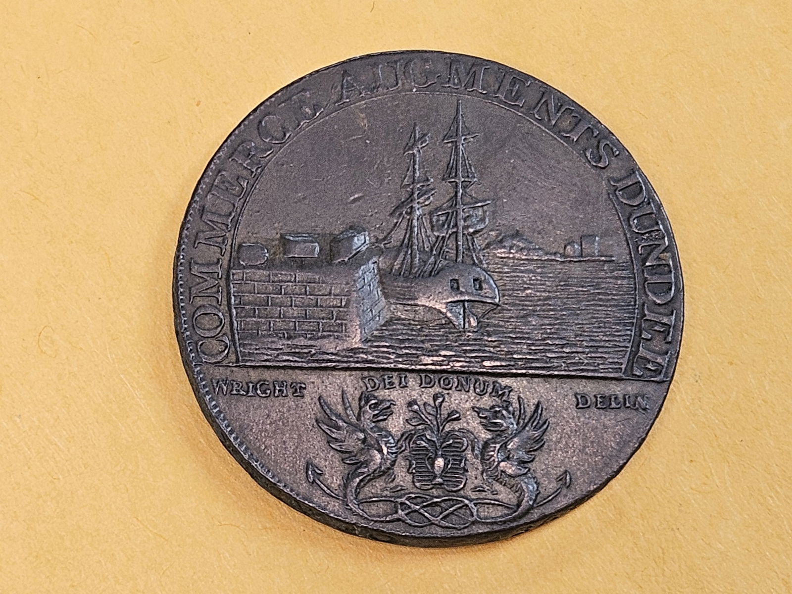 CONDER! About Uncirculated 1795 Half-penny Copper Conder Token - 5