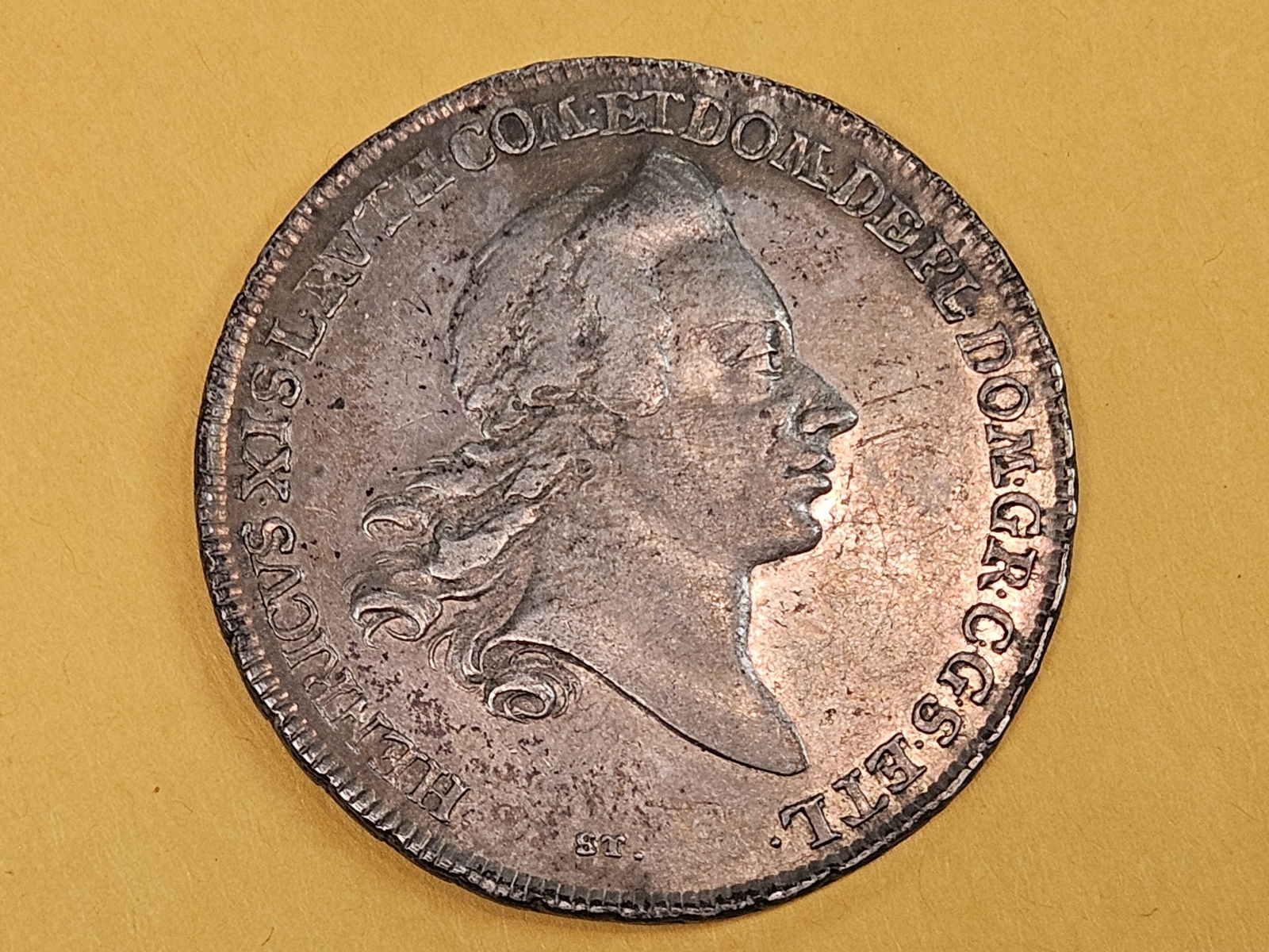 ** RARE ** 1769 German States Reuss-Obergreiz thaler in Extra Fine plus: German States REUSS-OBERGREIZ Thaler KM# 67. 1769 ST-ICK. Still has some original luster! 