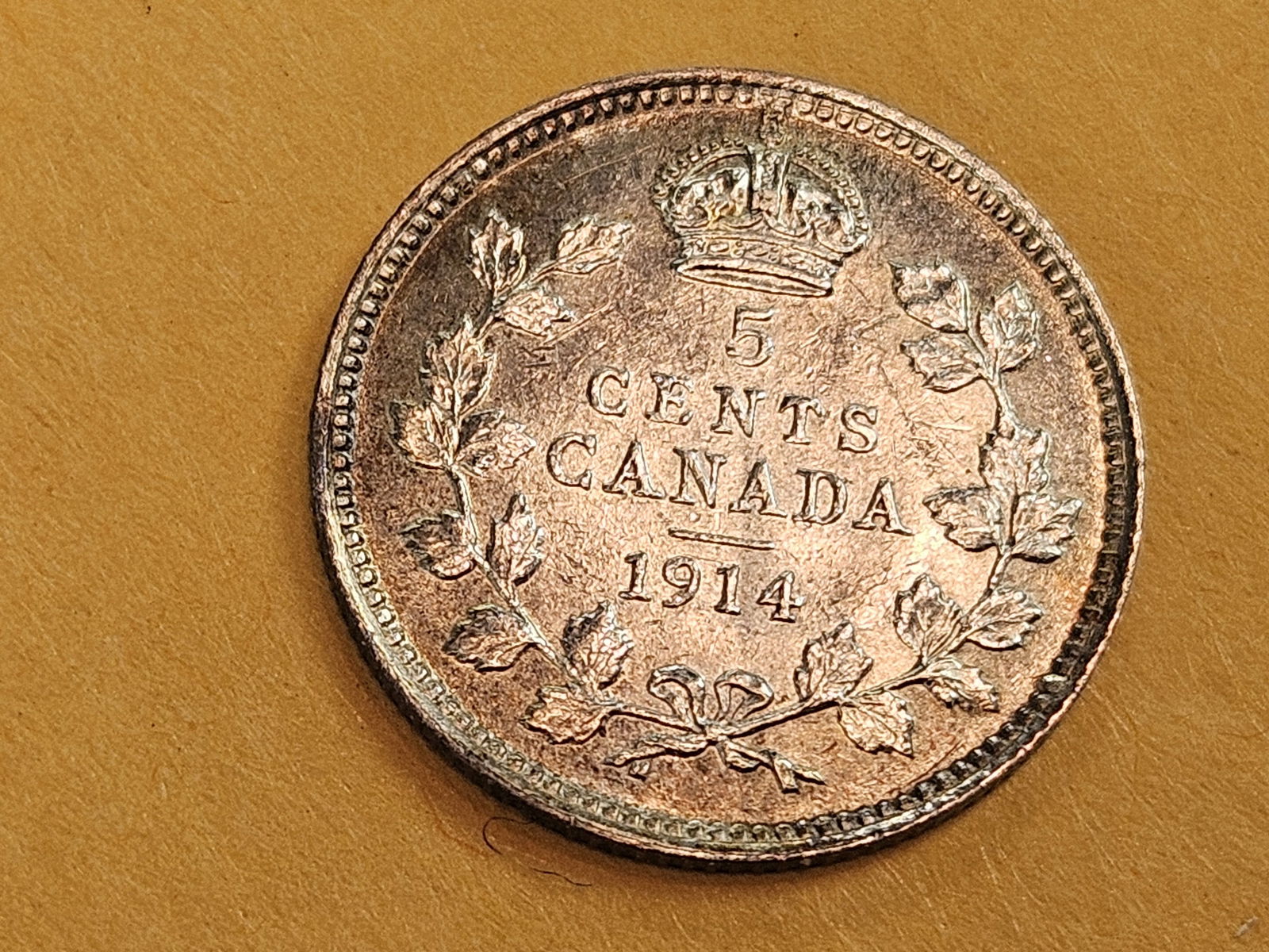 Choice Brilliant Uncirculated plus 1914 Canada silver 5 cents - 7