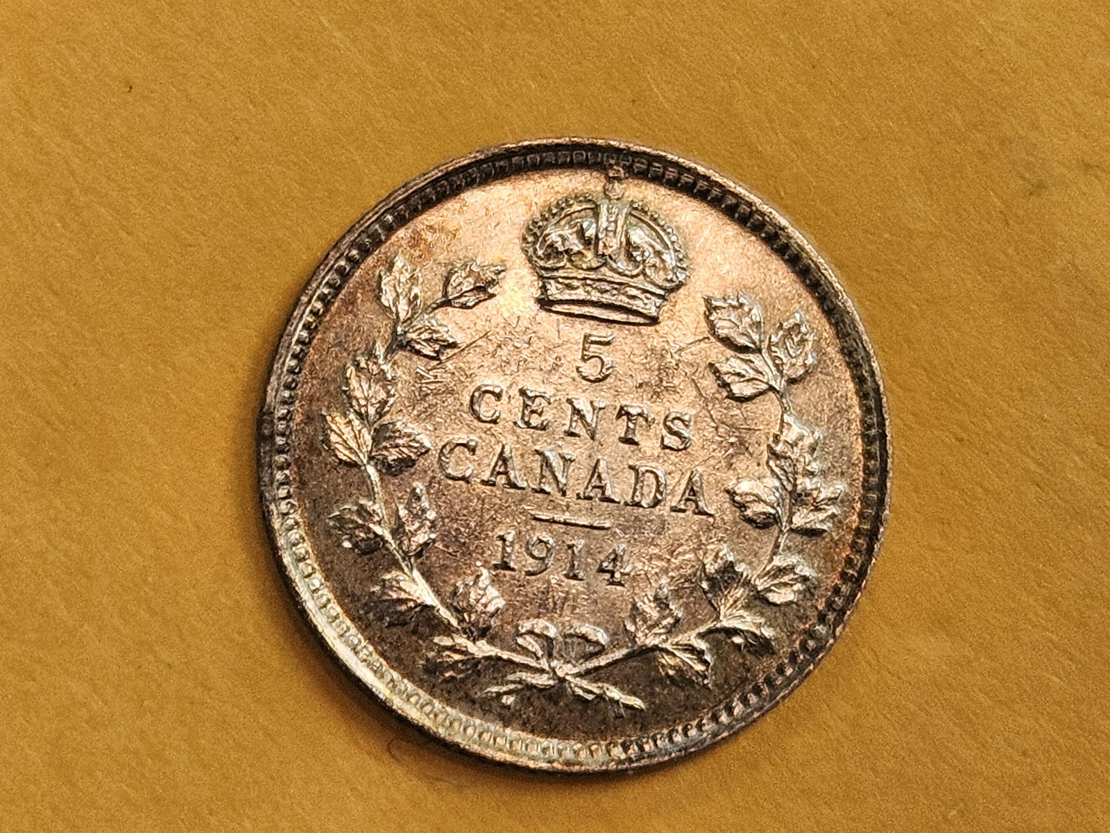 Choice Brilliant Uncirculated plus 1914 Canada silver 5 cents - 9