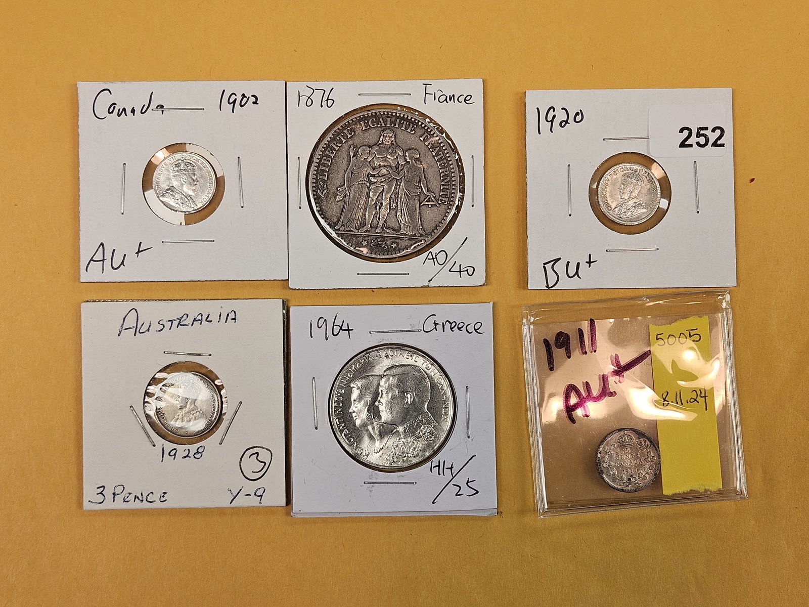 Six nice mixed, silver, World Coins (1 of 8)