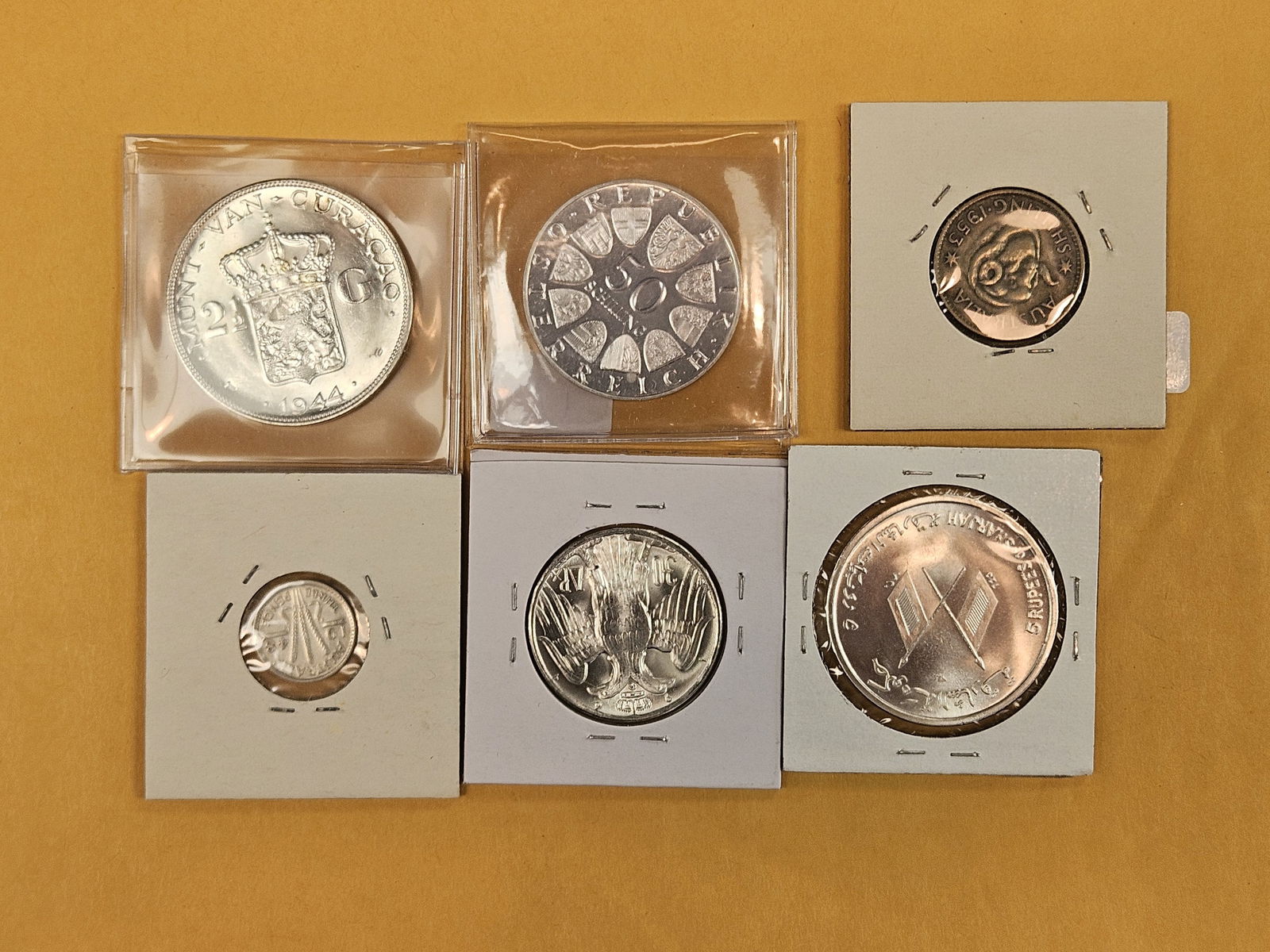Six Mixed SILVER World coins - 6