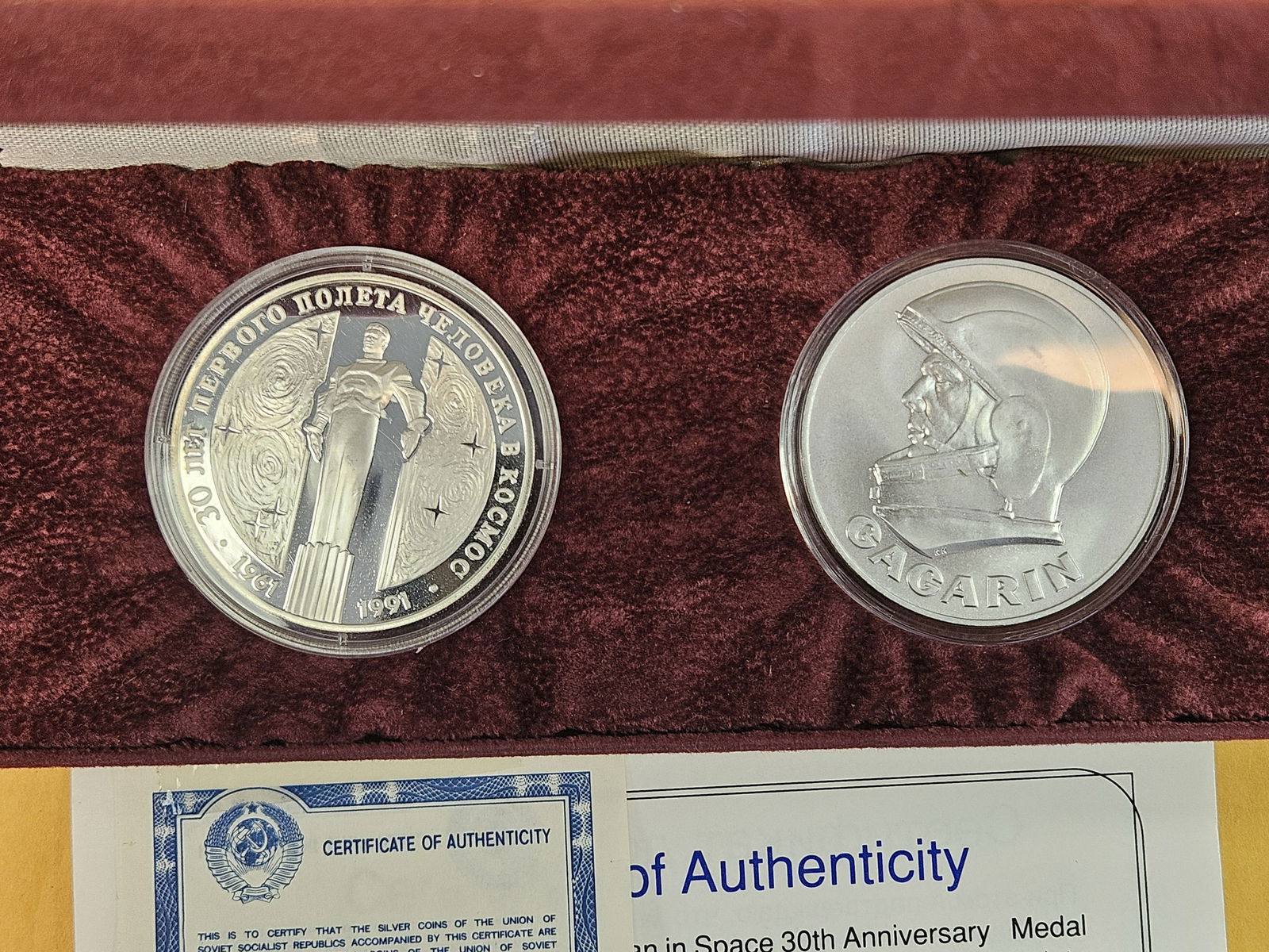 First Man in Space 30th Anniversary 2-Medal SILVER set - 2