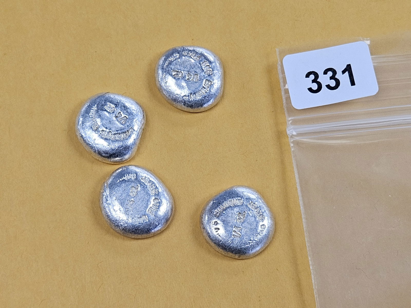 FOUR 1-Quarter Troy ounce .999 fine silver poured rounds - 2