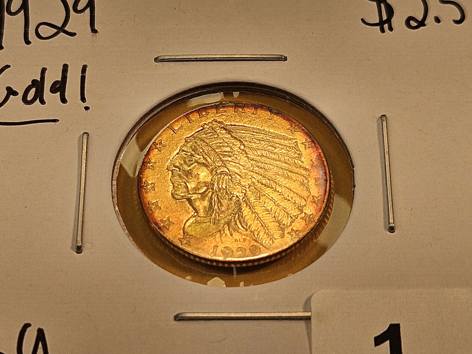 GOLD! Brilliant Uncirculated 1929 Indian Head $2.5 Dollar Gold - 2