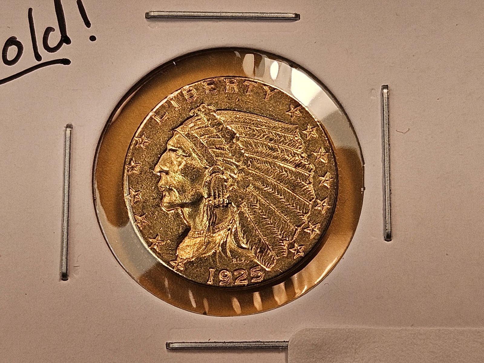 GOLD! Brilliant About Uncirculated 1925-D Indian Head $2.5 Dollar Gold (1 of 4)