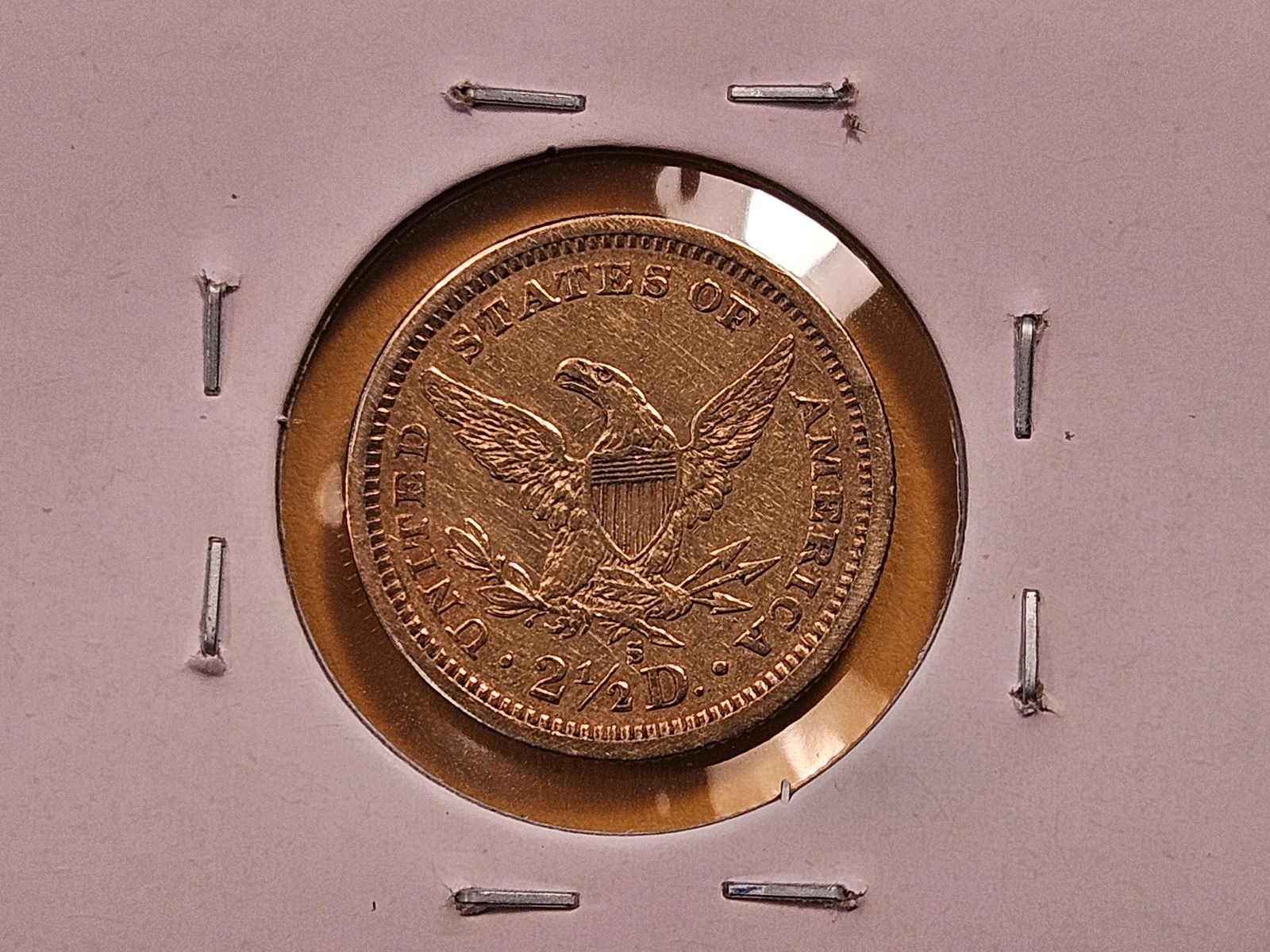 GOLD! Bright About Uncirculated 1879-S Liberty Head $2.5 Dollar Gold - 4