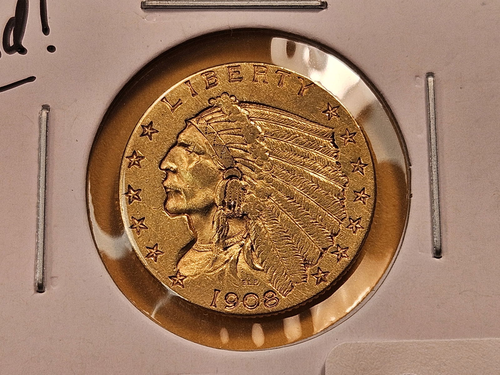 GOLD! Bright 1908 Indian Head $2.5 Dollar Gold (1 of 4)