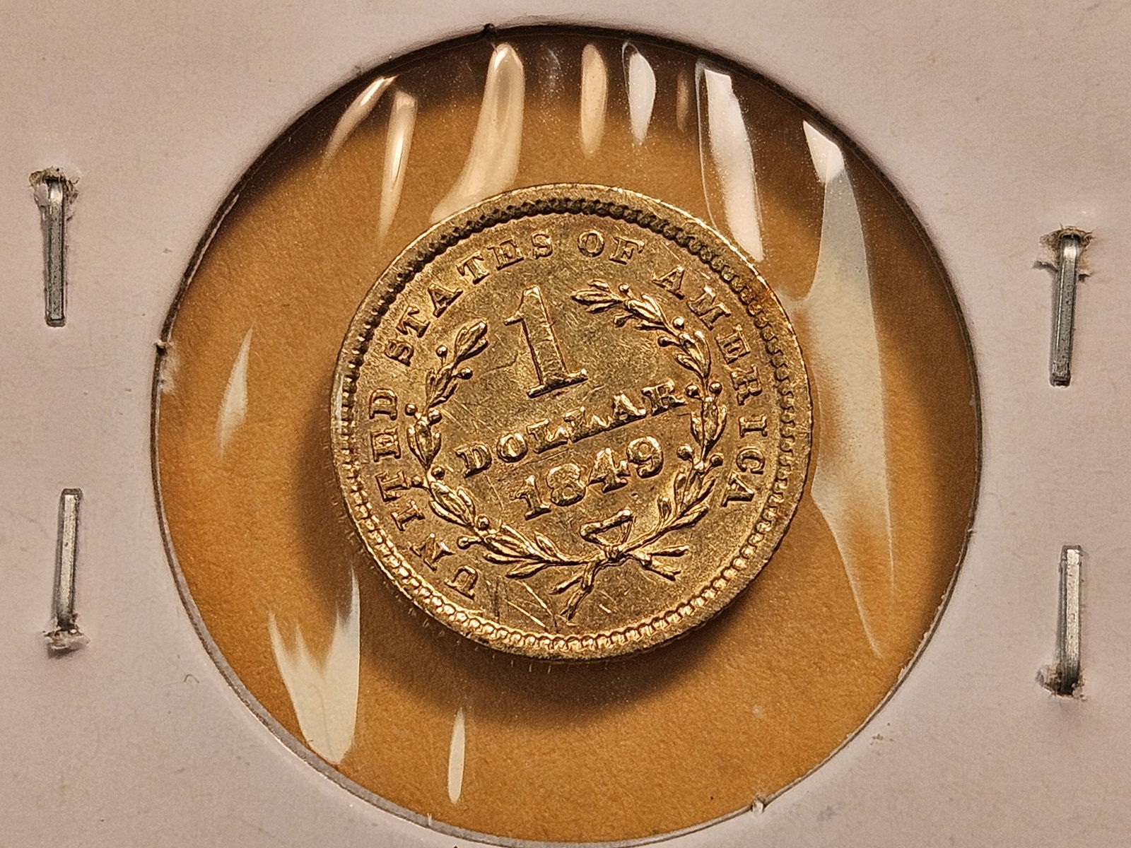 GOLD! Brilliant About Uncirculated 1849 $1 Dollar Gold - 4