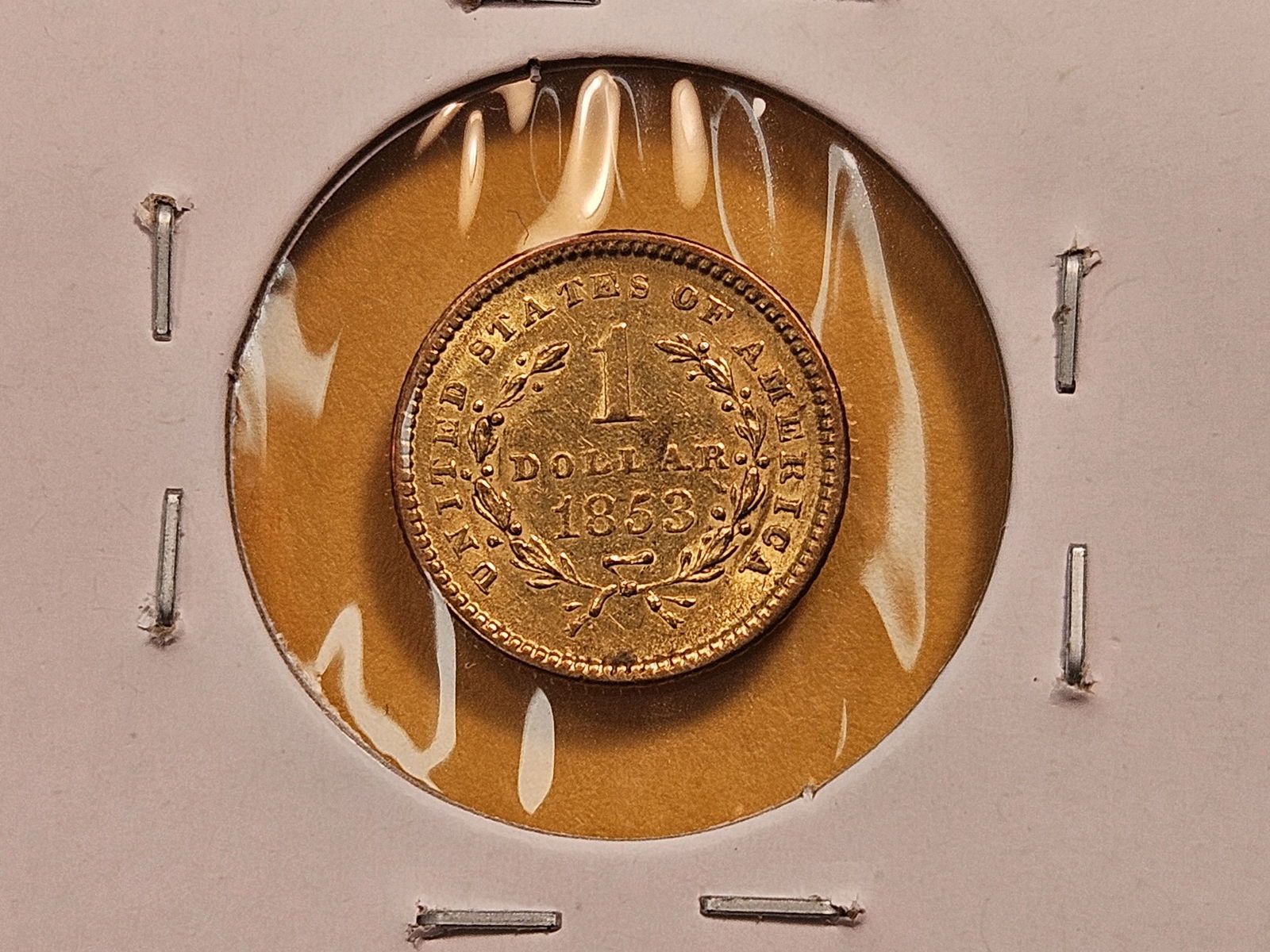 GOLD! Bright 1853 $1 Dollar Gold - 4