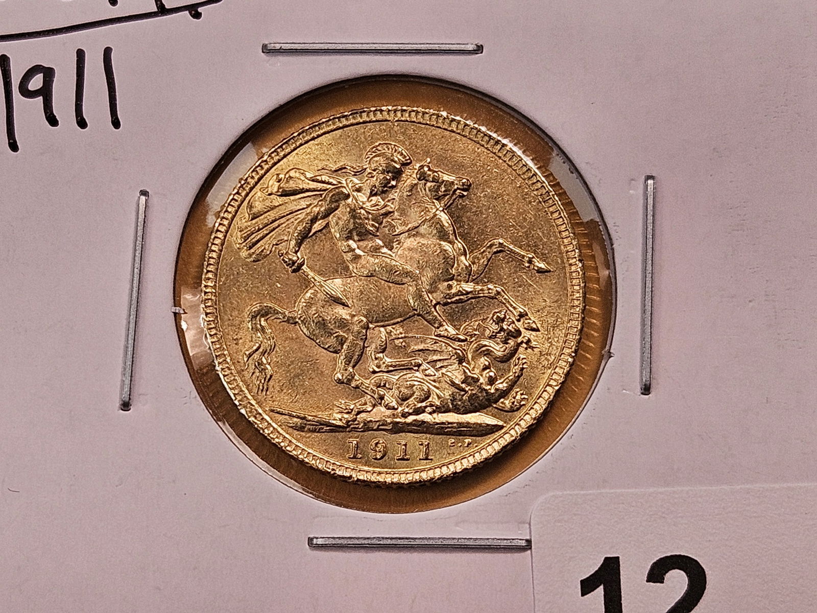 GOLD! Brilliant Uncirculated 1911 British Gold Sovereign (1 of 4)