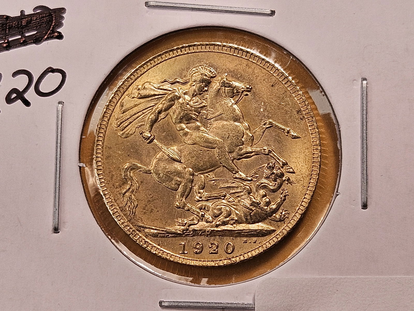 GOLD! Brilliant Uncirculated 1920 British Gold Sovereign (1 of 4)