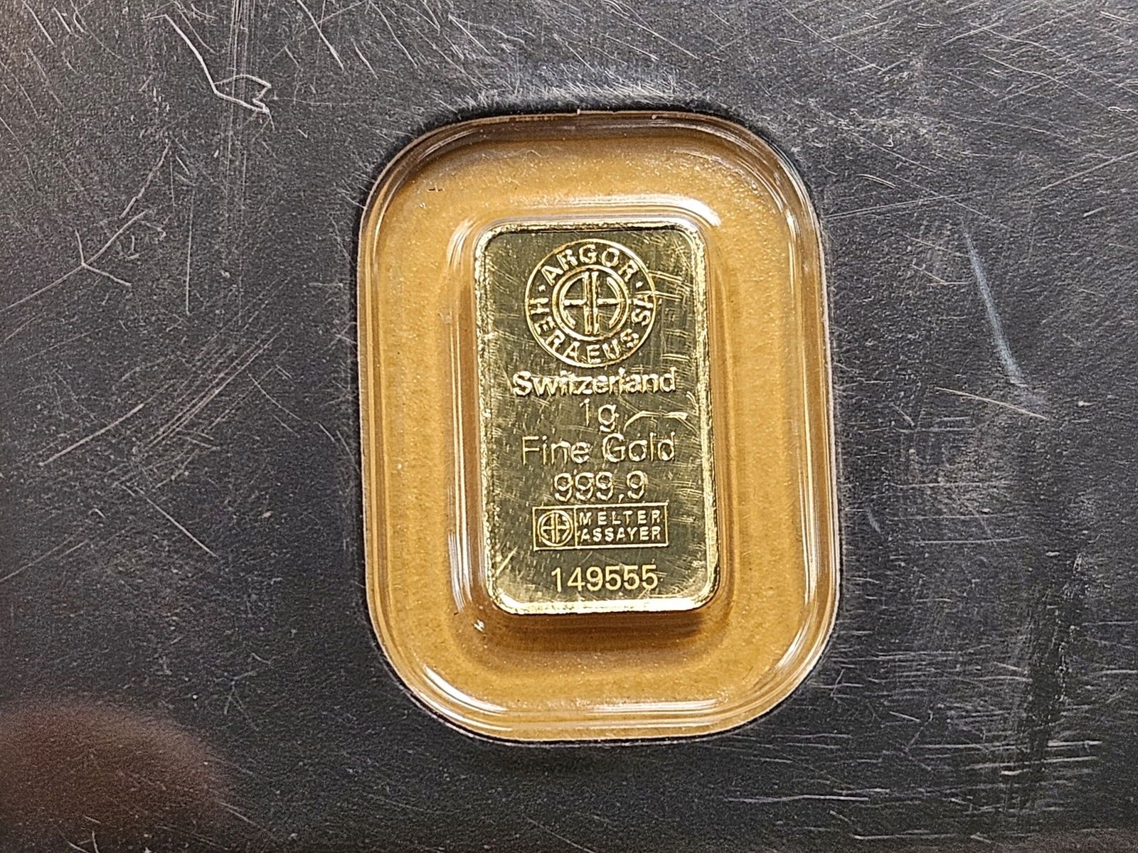 GOLD! Switzerland 1 Gram 999.9 Fine Mini Gold Bar: In Certified Assay Holder