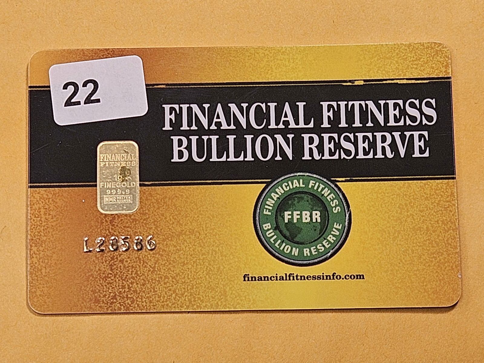 GOLD! Financial Fitness Bullion Reserve 1 Gram 99.99 Fine Mini Gold Bar - 2