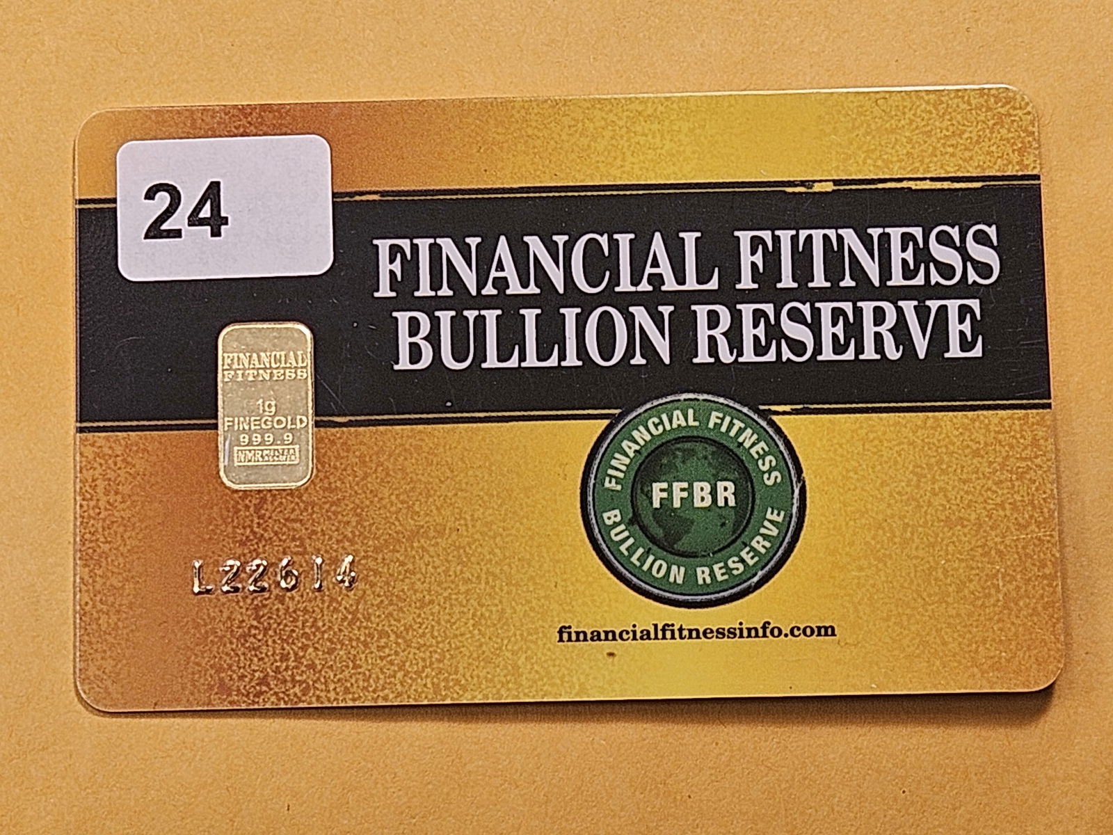 GOLD! Financial Fitness Bullion Reserve 1 Gram 99.99 Fine Mini Gold Bar - 2