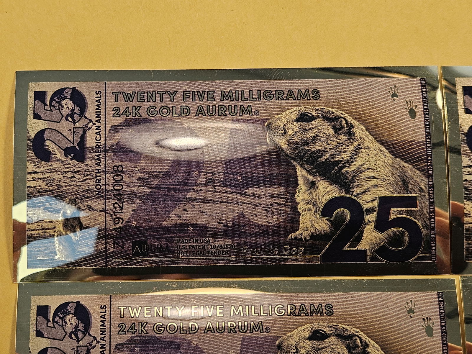 Seven 24 Karat Gold Prairie Dog Notes - 2