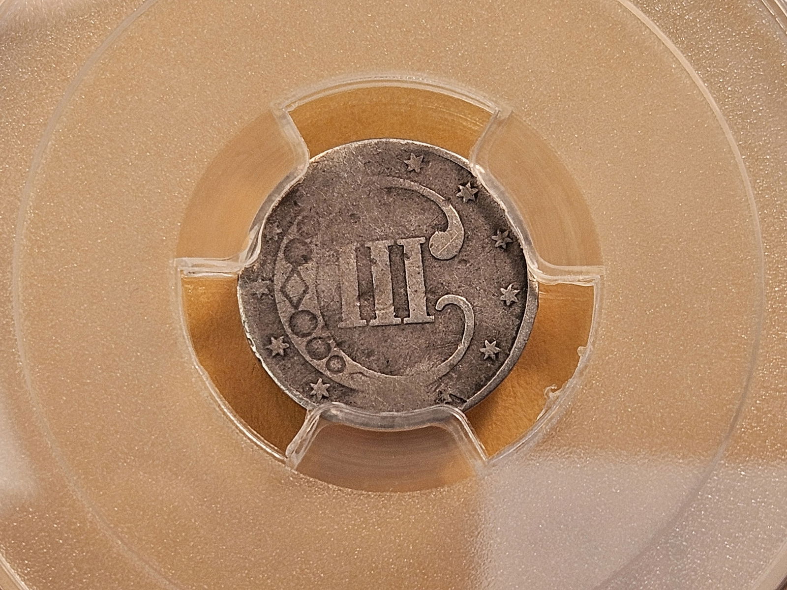 PCGS 1853 Three Cent Silver in Genuine Bent-Good -details - 4