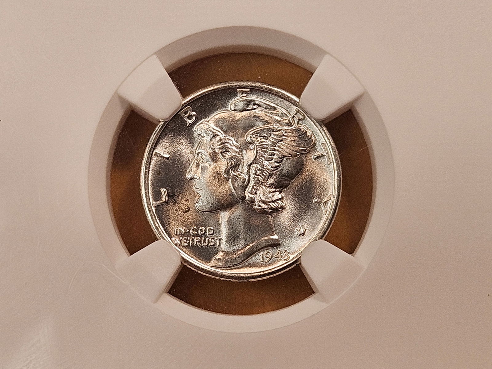 NGC 1943-D Mercury Silver Dime in Mint State 67: Excellent Luster! 