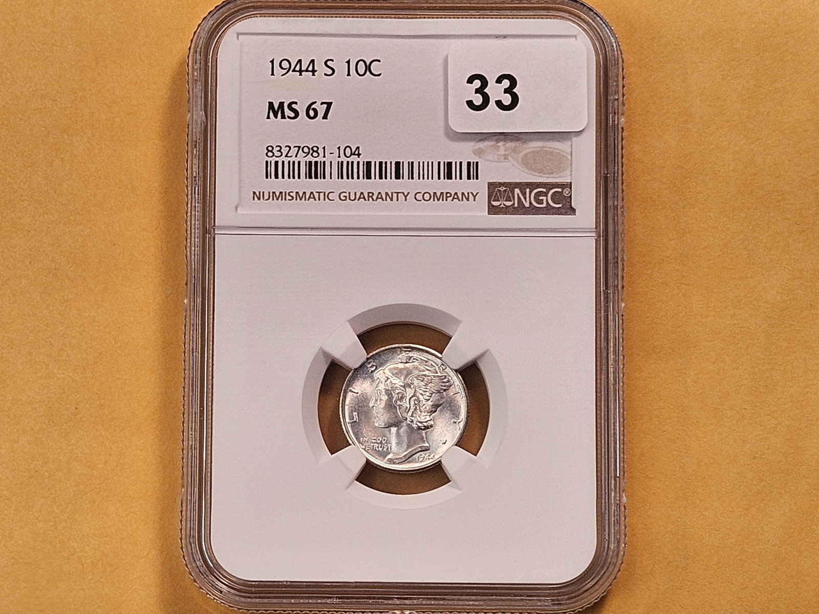 NGC 1944-S Mercury Silver Dime in Mint State 67 - 2