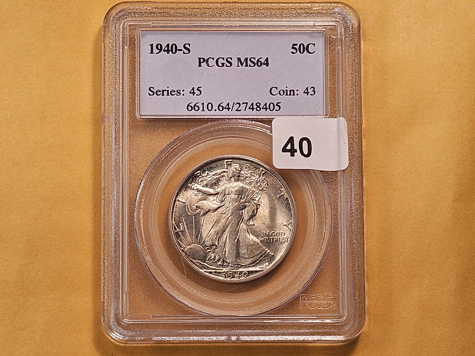 PCGS 1940-S Walking Liberty Silver Half Dollar in Mint State 64 - 2