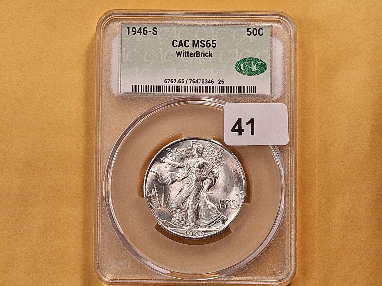 CAC 1946-S Walking Liberty Silver Half Dollar in Mint State 65 - 2