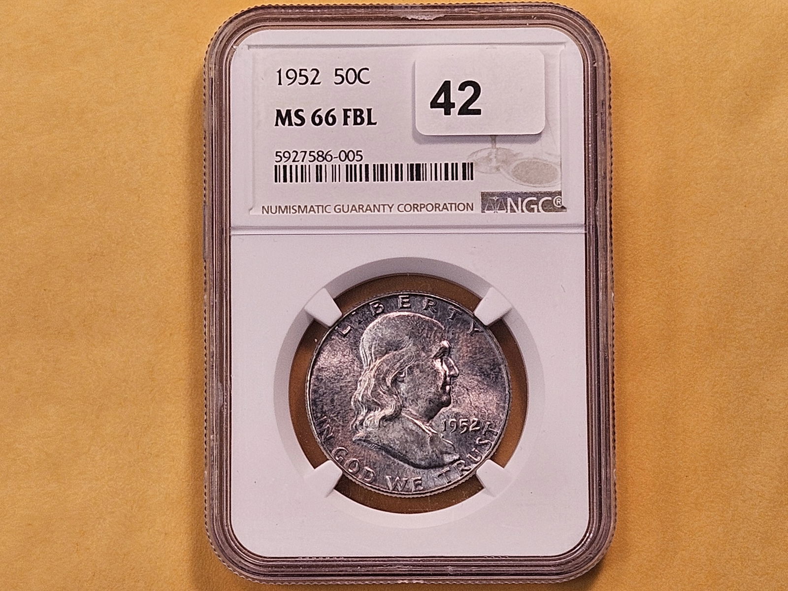 NGC 1952 Franklin Silver Half Dollar in Mint State 66 Full Bell Lines - 2