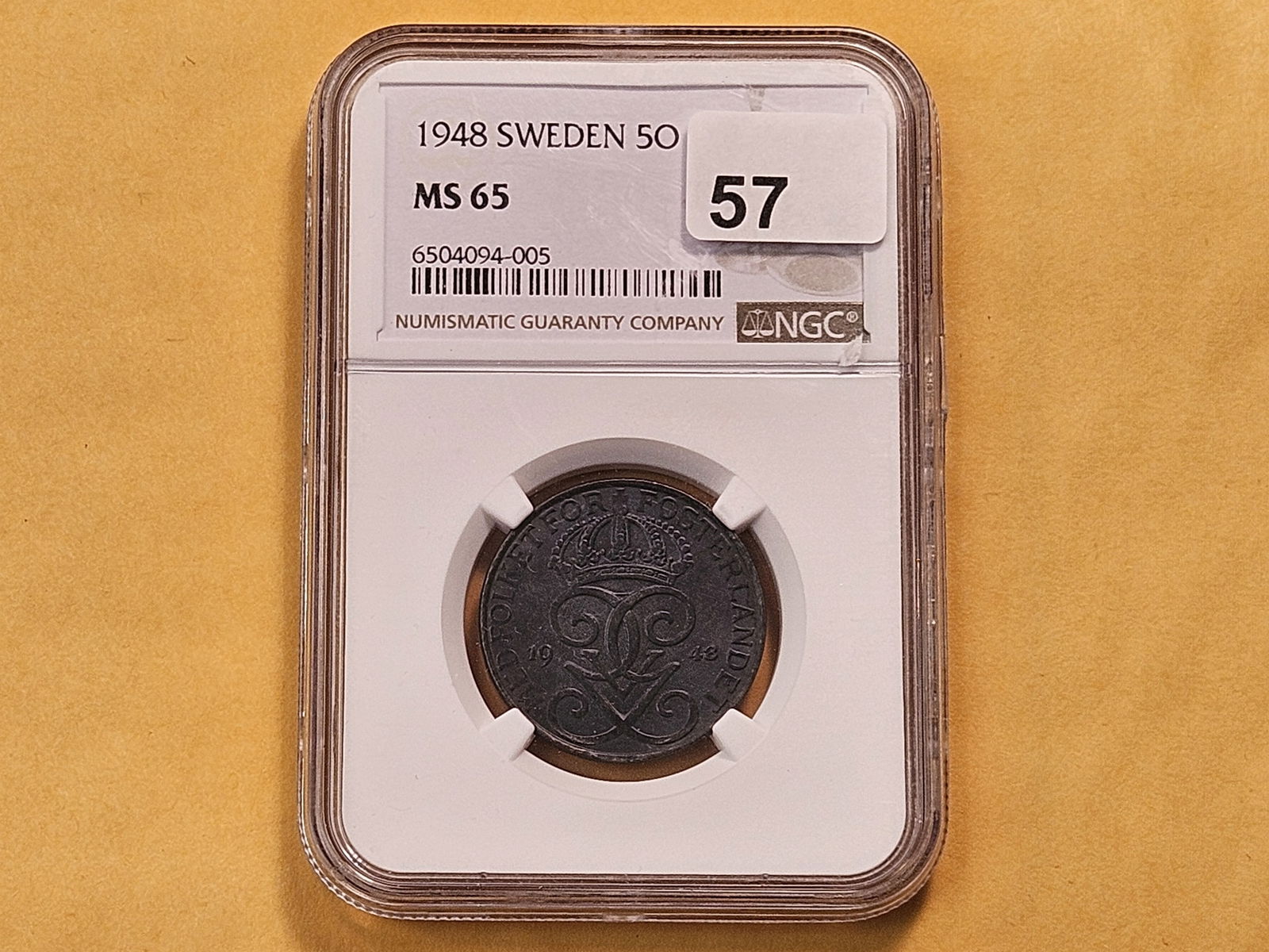 NGC 1948 Sweden 5 Ore in Mint State 65 - 2