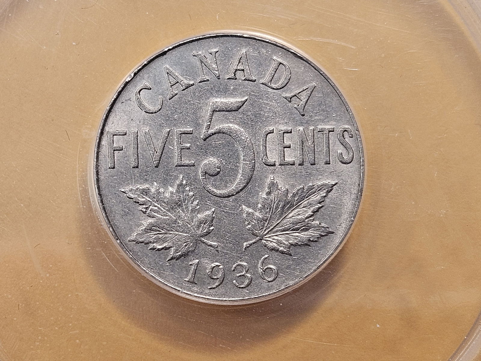 ANACS 1936 Canadian Nickel in About Uncirculated 58 (1 of 4)