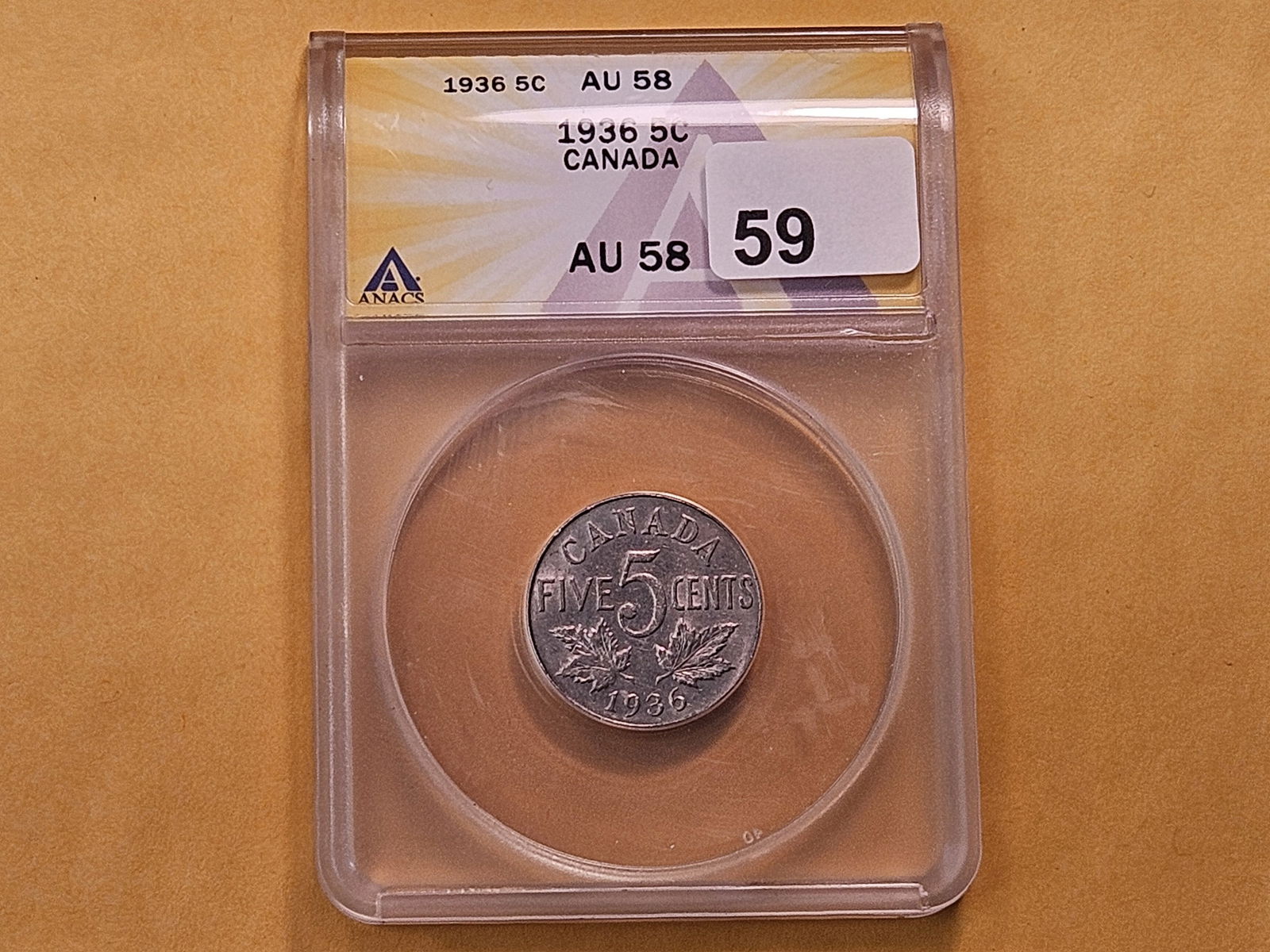 ANACS 1936 Canadian Nickel in About Uncirculated 58 - 2
