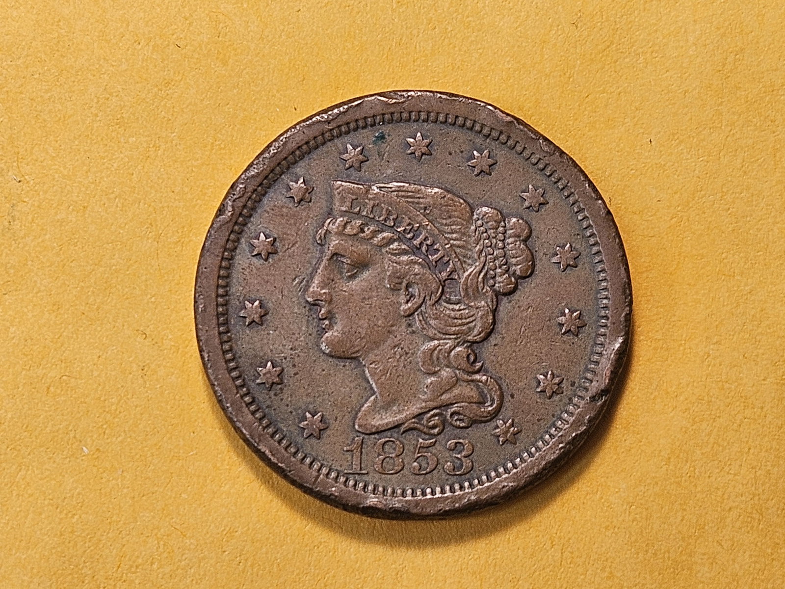 1853 Braided Hair Large Cent: Extra fine -details 