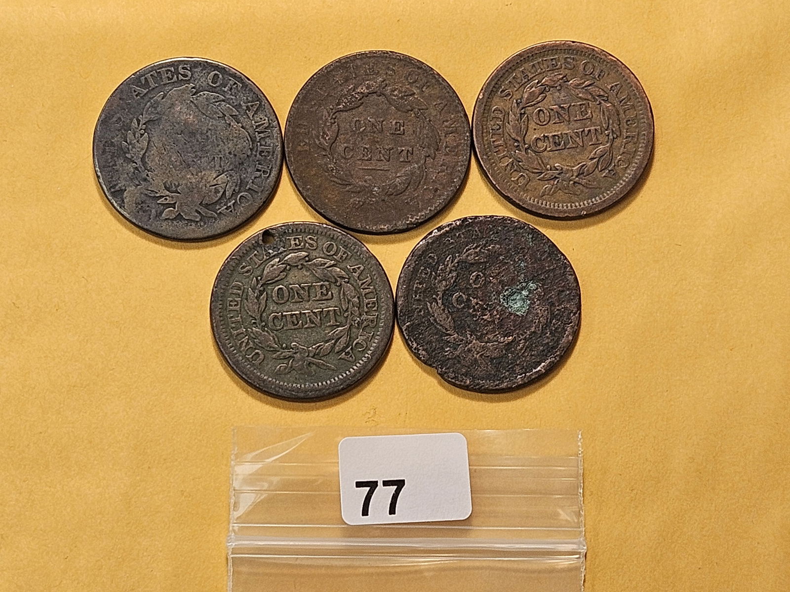 Five Circulated Large Cents - 3