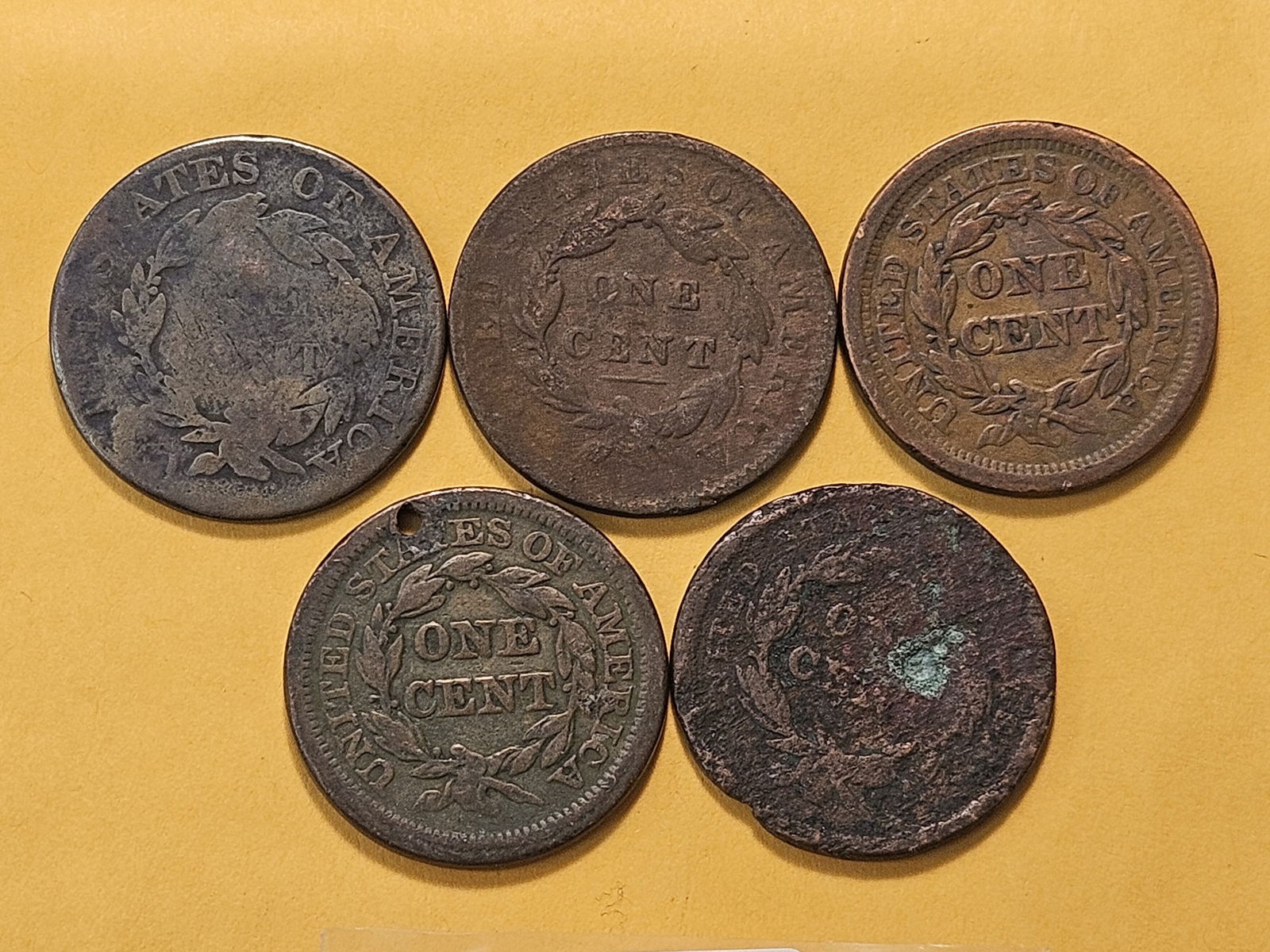 Five Circulated Large Cents - 4
