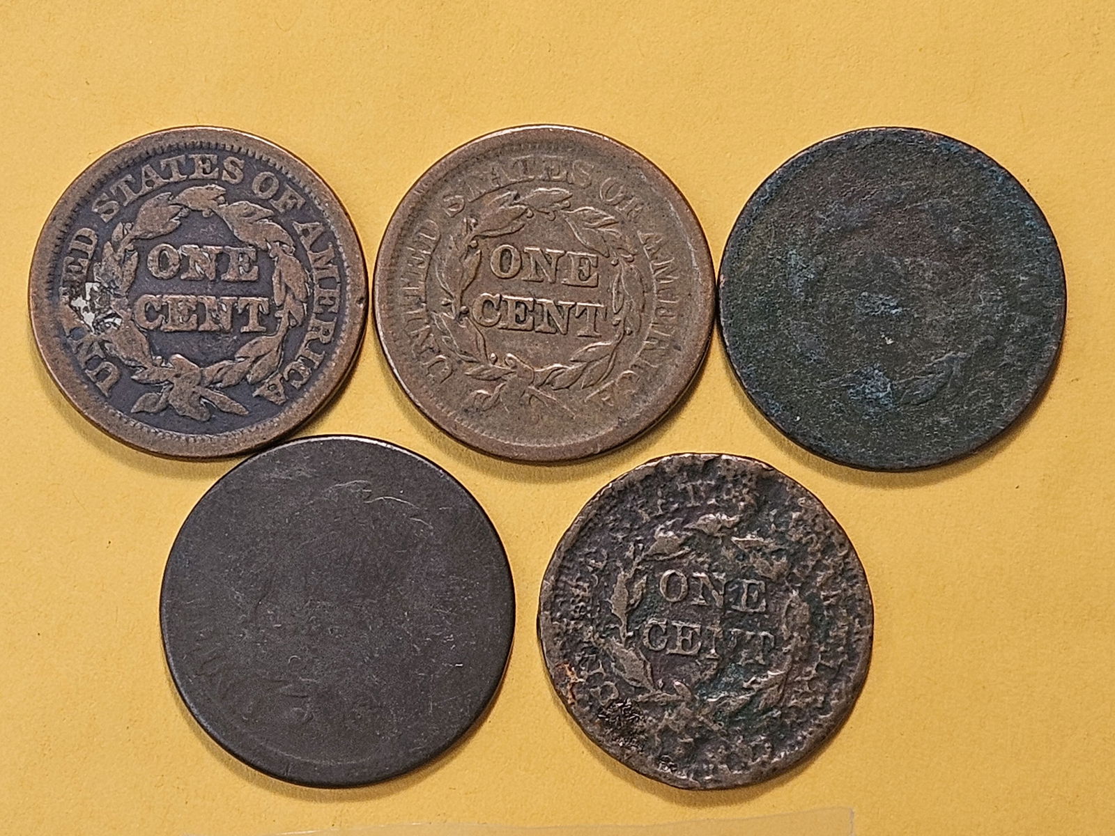 Five Circulated Large Cents - 4