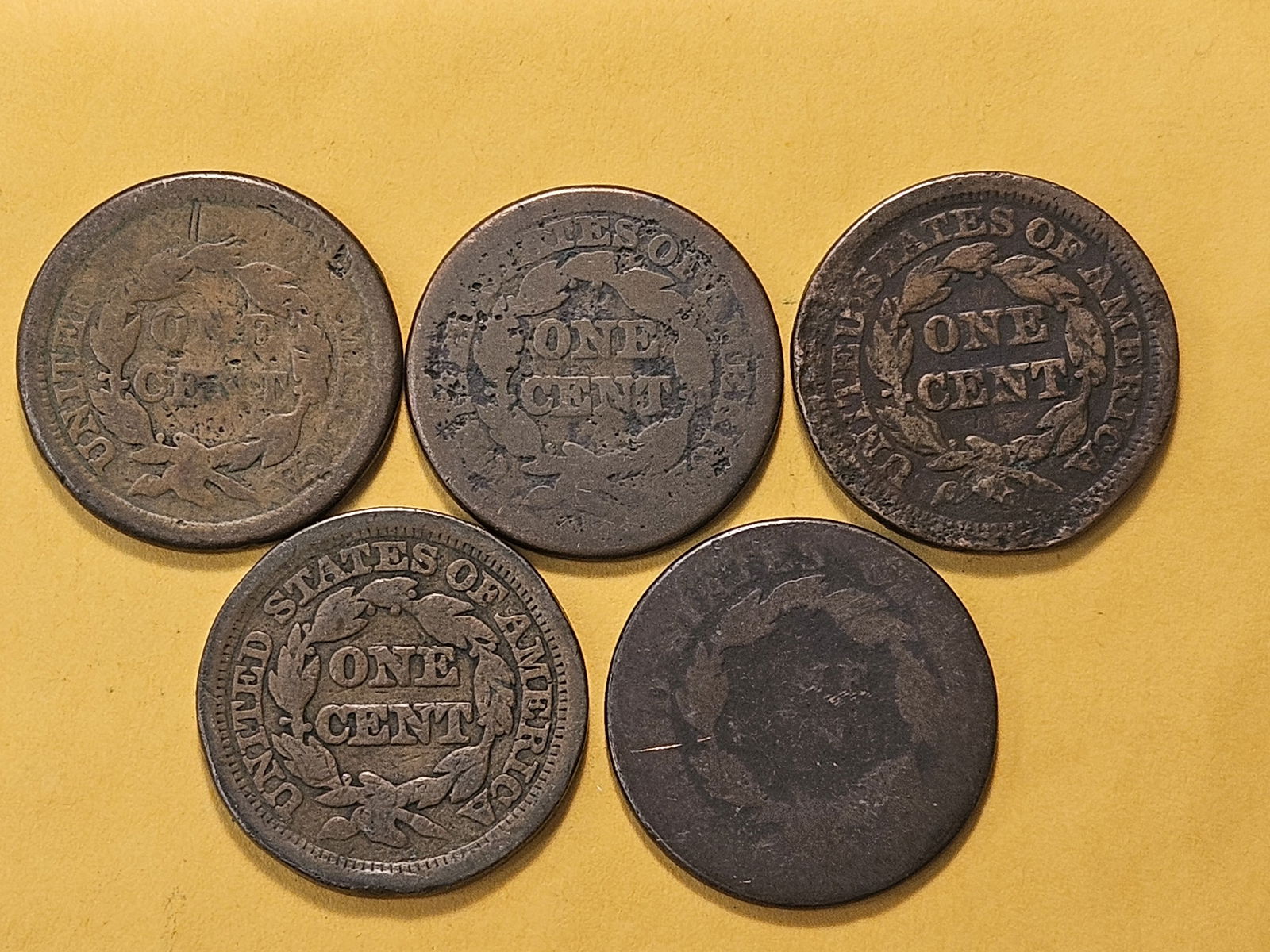 Five Circulated Large Cents - 4