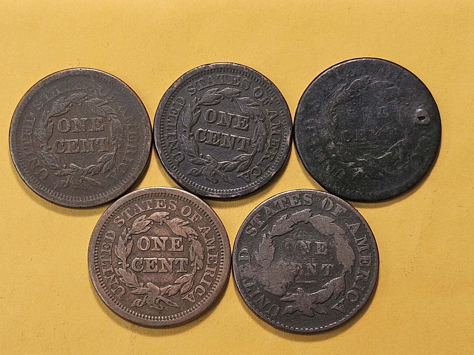 Five Circulated Large Cents - 4