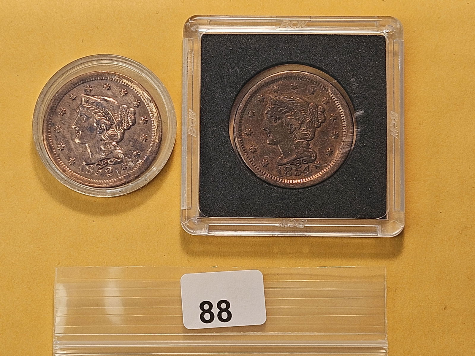 1852 and 1854 Braided Hair Large Cents: Fine-Very Fine -details 