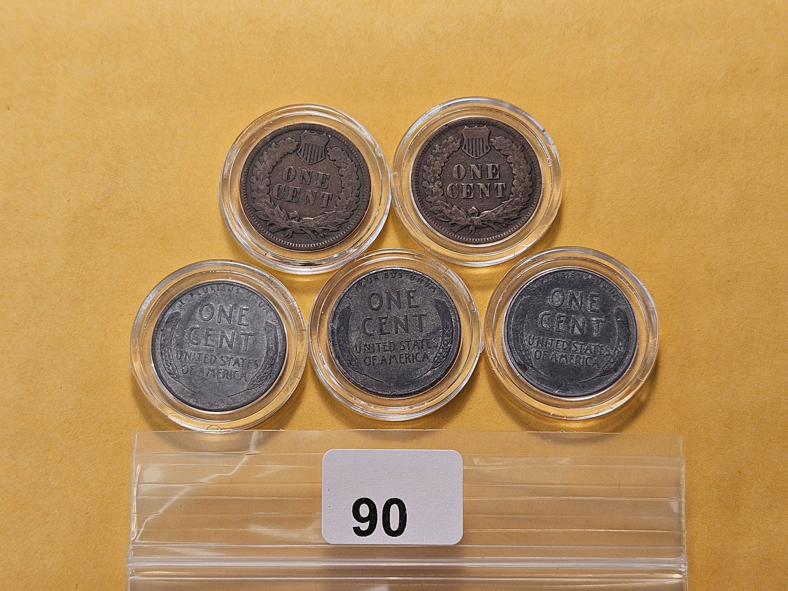 Five Circulated Small Cents - 3