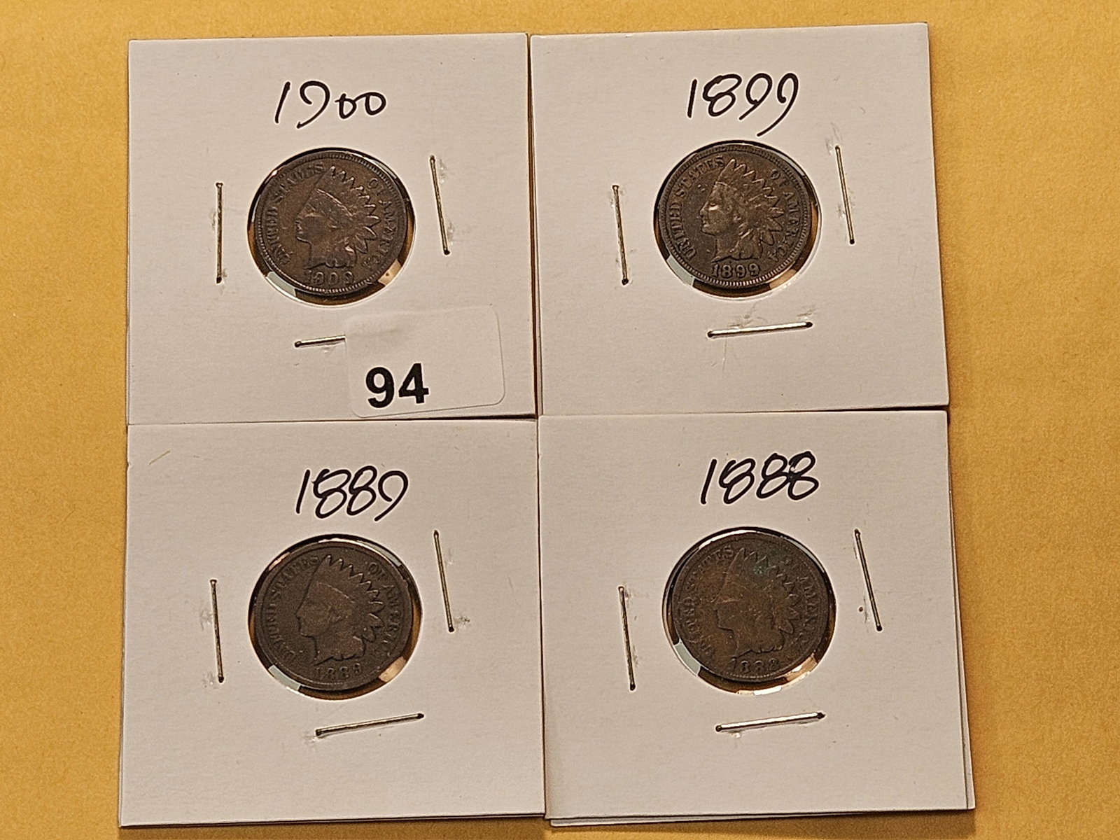 Four Circulated Indian Head Cents (1 of 8)
