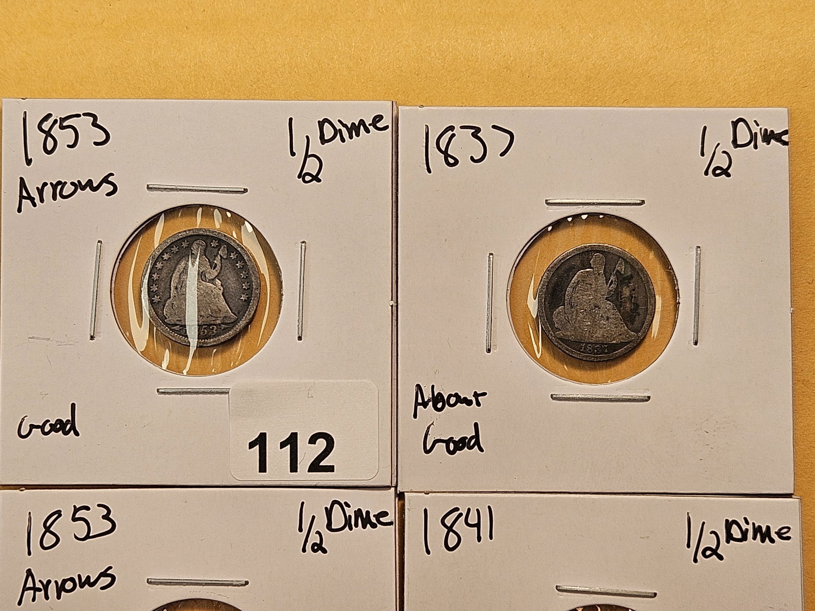 Four Circulated Seated Liberty Silver Half Dimes - 2