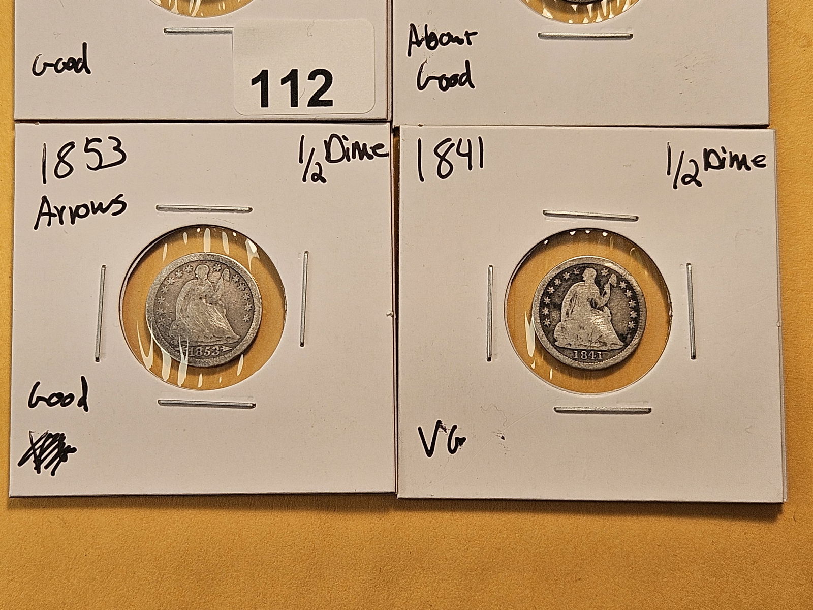 Four Circulated Seated Liberty Silver Half Dimes - 3