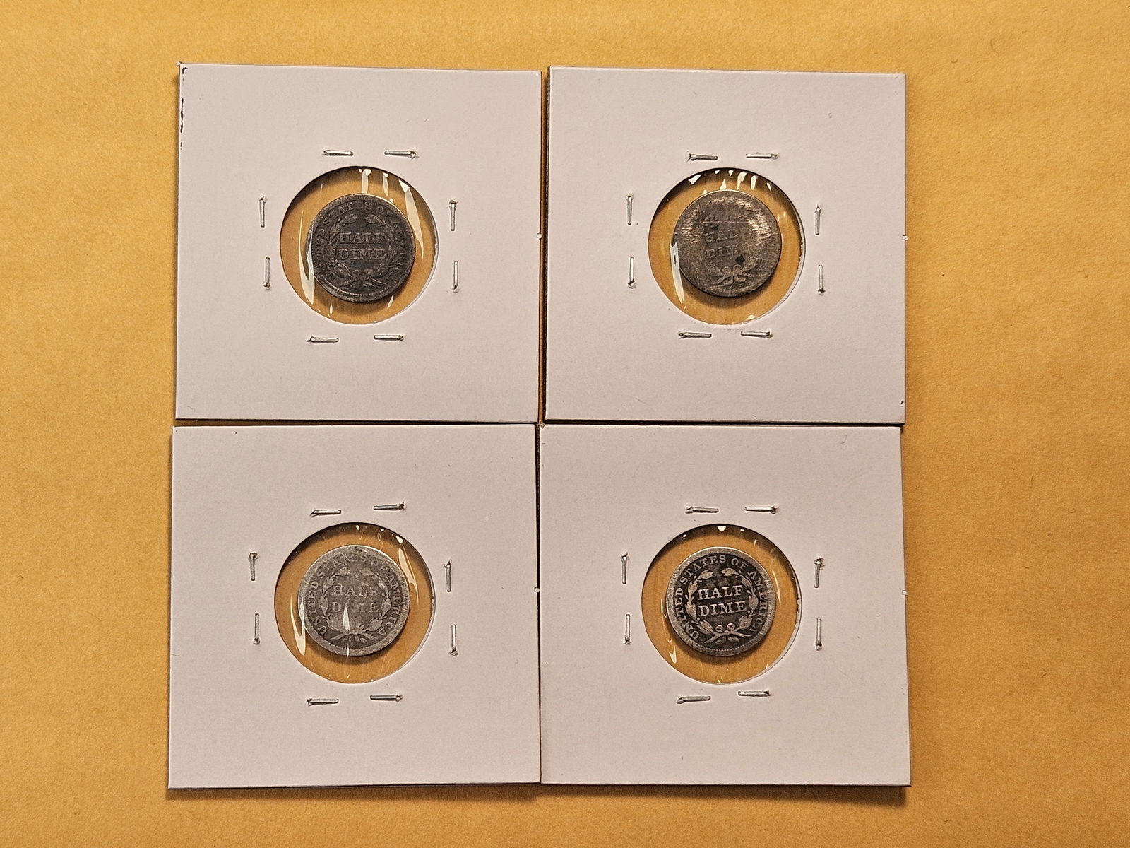 Four Circulated Seated Liberty Silver Half Dimes - 4