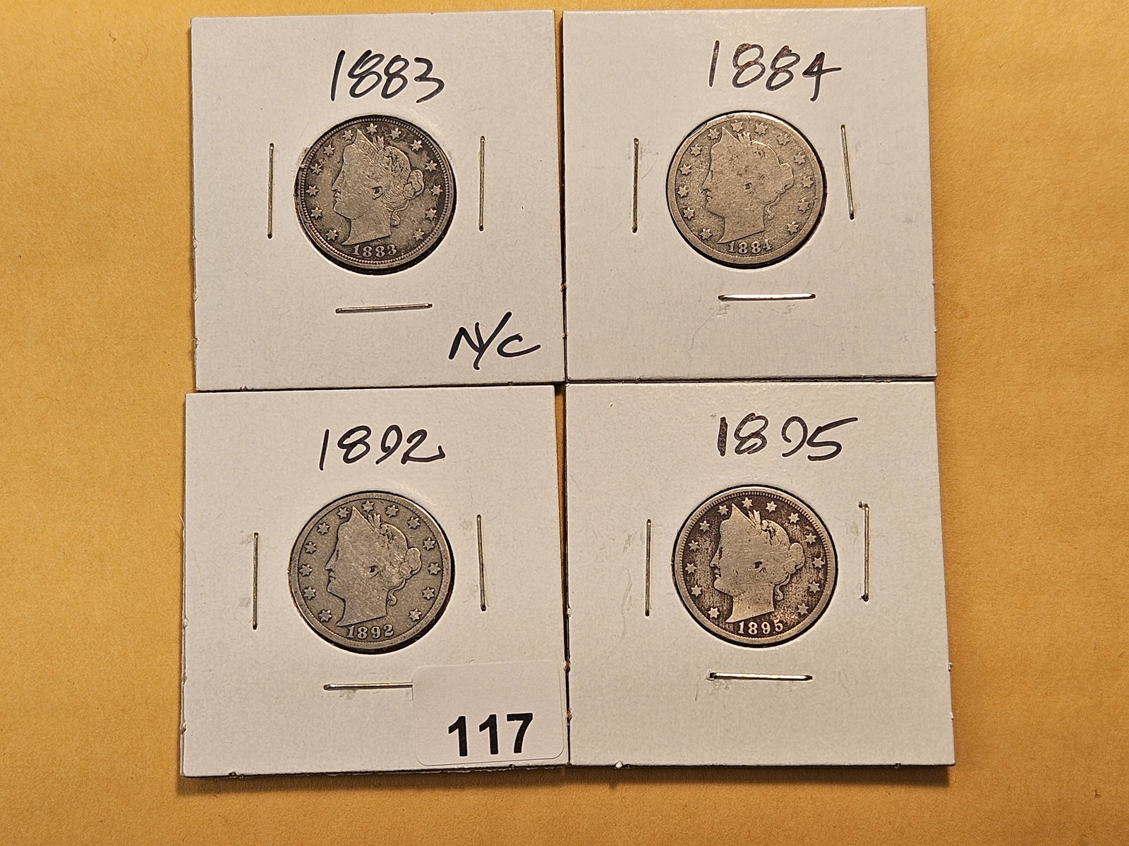 Four Circulated Liberty V Nickels (1 of 6)