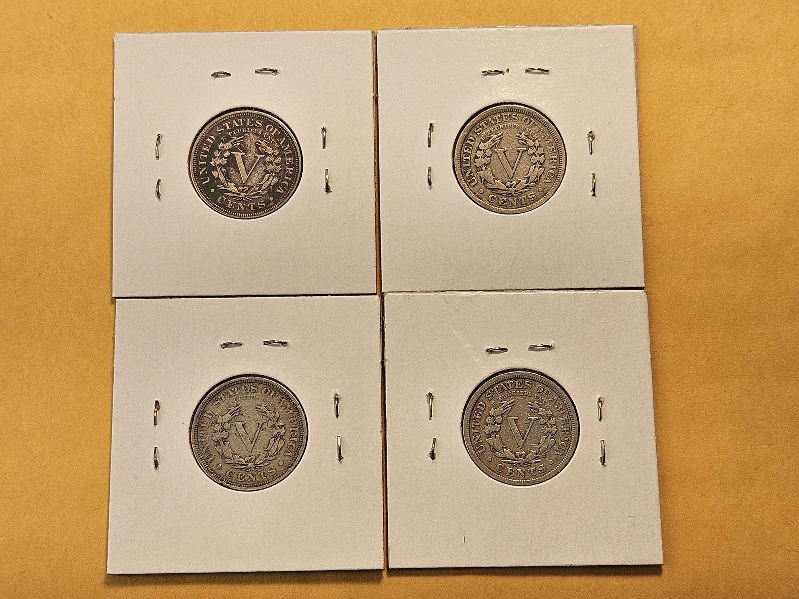 Four Circulated Liberty V Nickels - 4