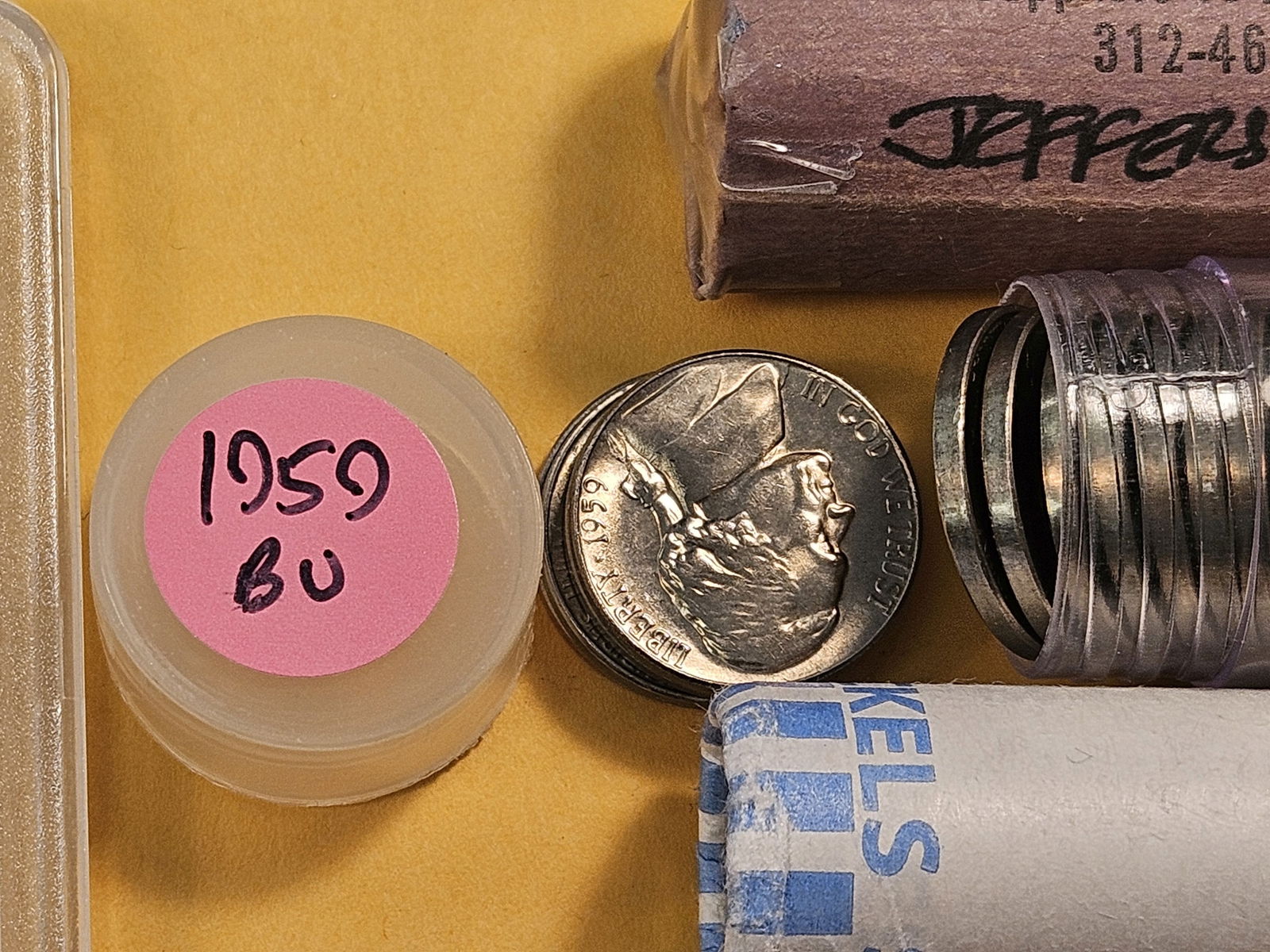 Three Rolls of Jefferson Nickels and a 1961 Proof Jefferson Nickel - 5