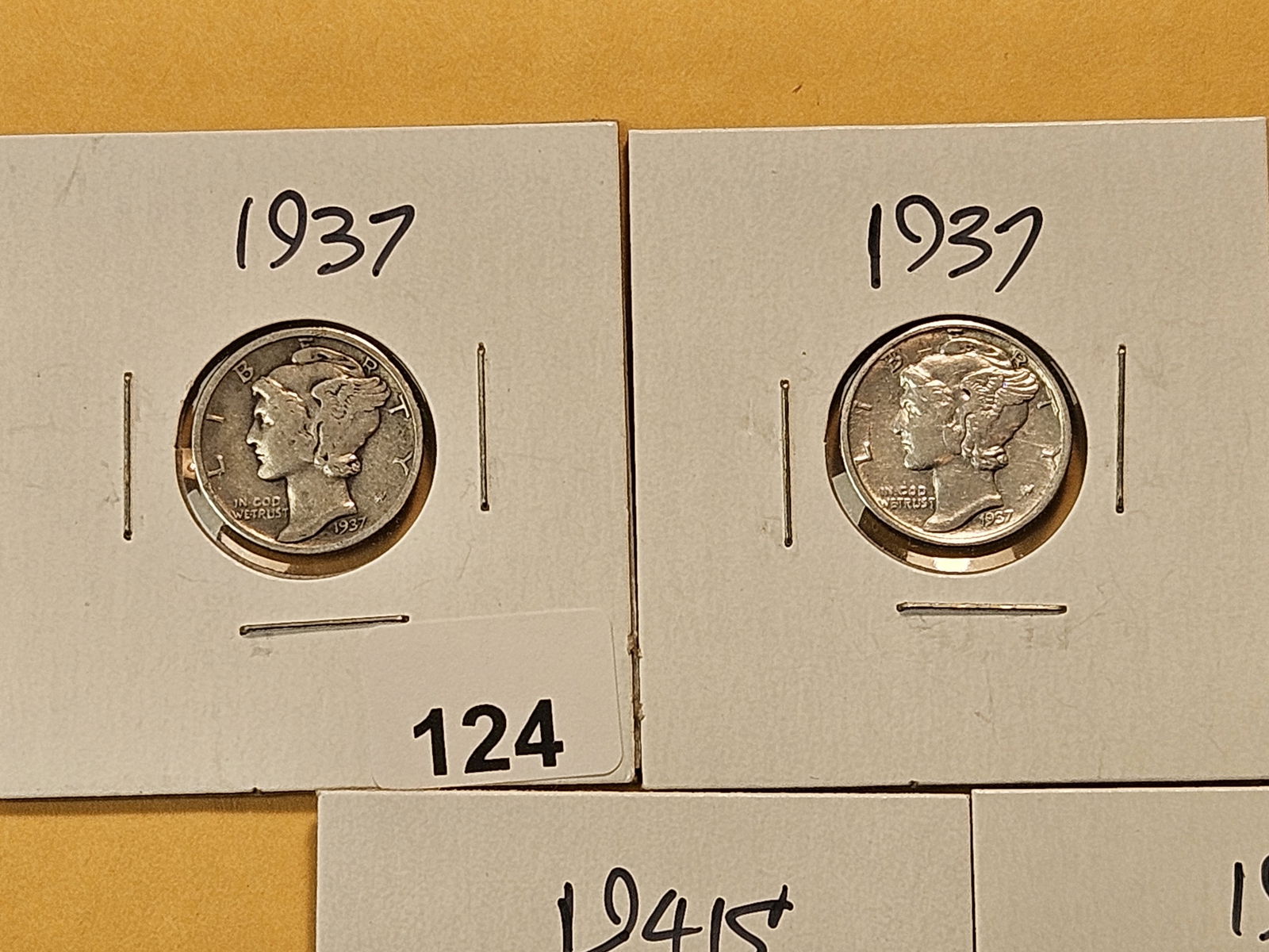 Five Lightly Circulated Mercury Silver Dimes - 2