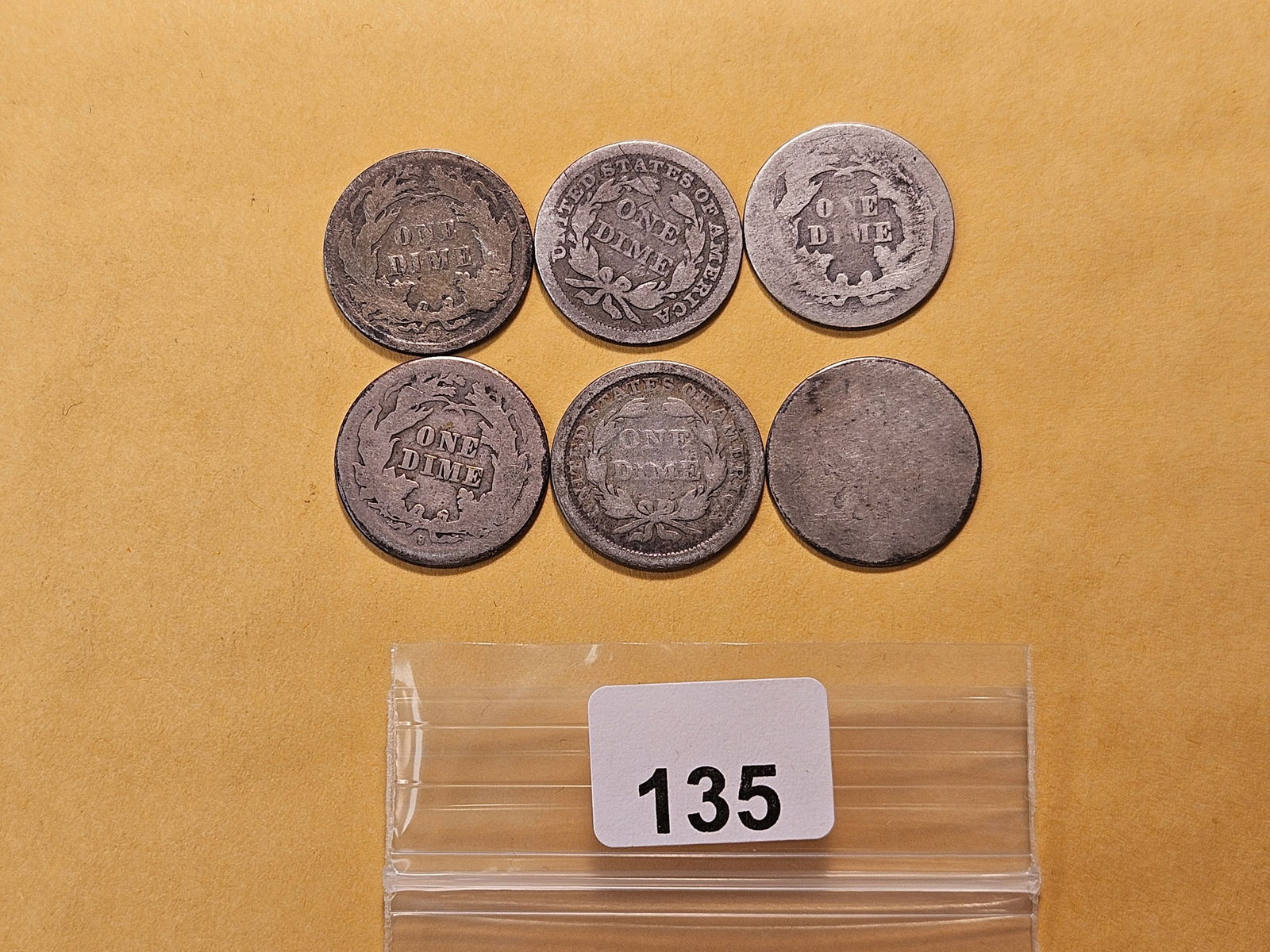 Six Seated Liberty Silver Dimes - 3