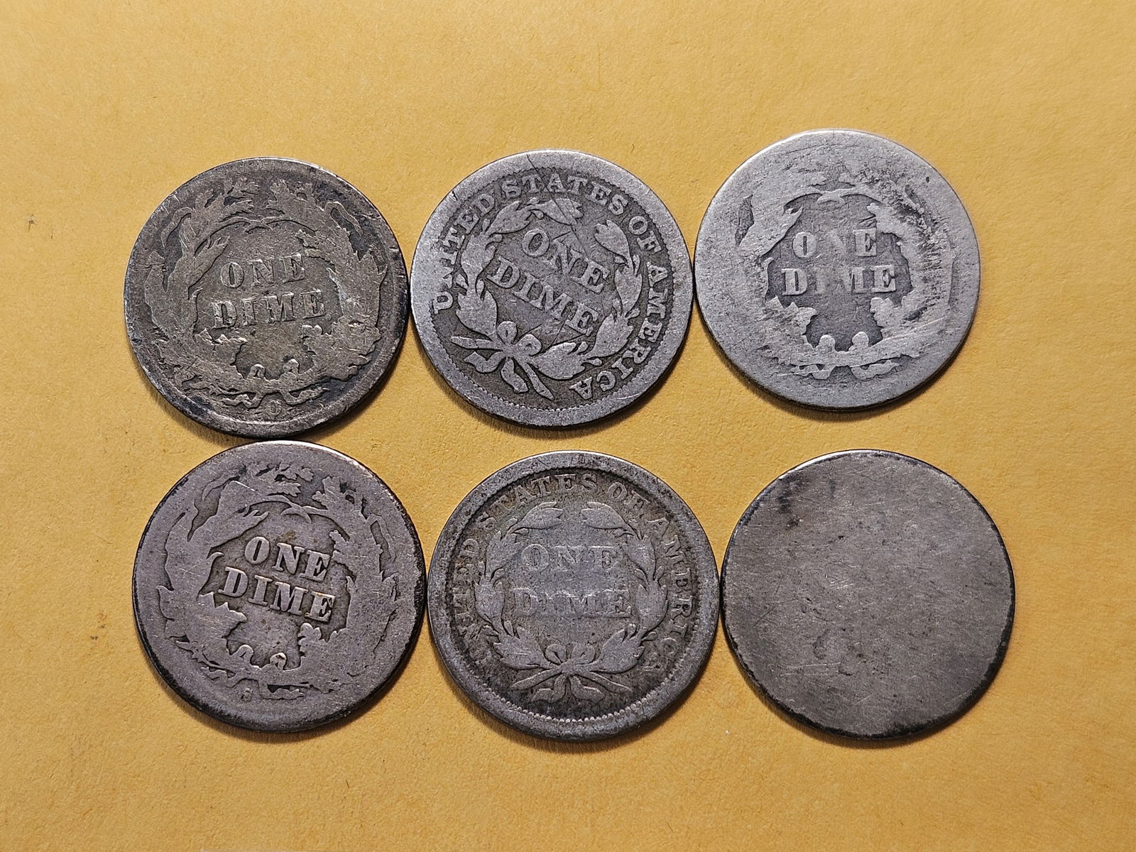 Six Seated Liberty Silver Dimes - 4