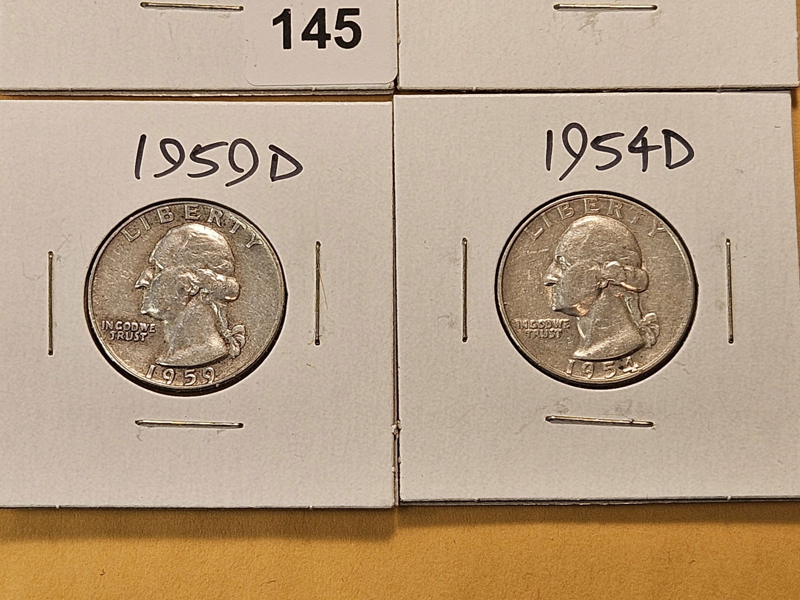 1914 Barber Silver Quarter and three Washington Silver Quarters - 3