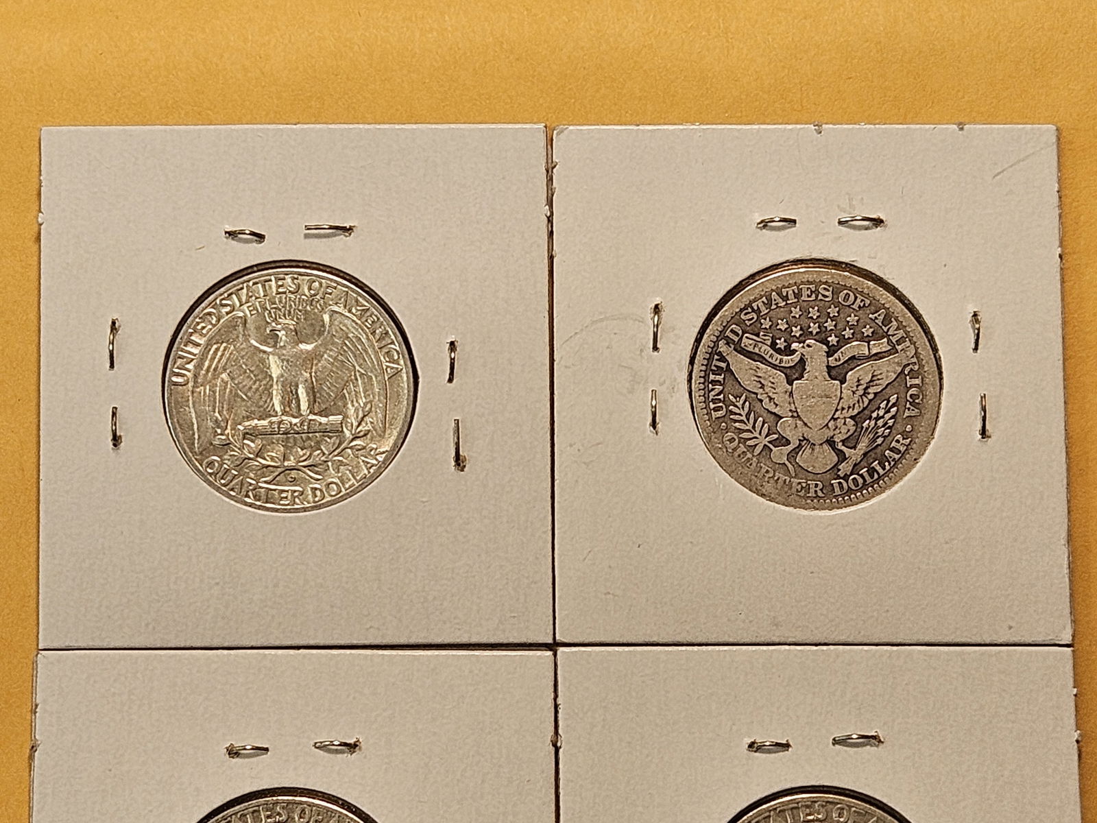 1914 Barber Silver Quarter and three Washington Silver Quarters - 5
